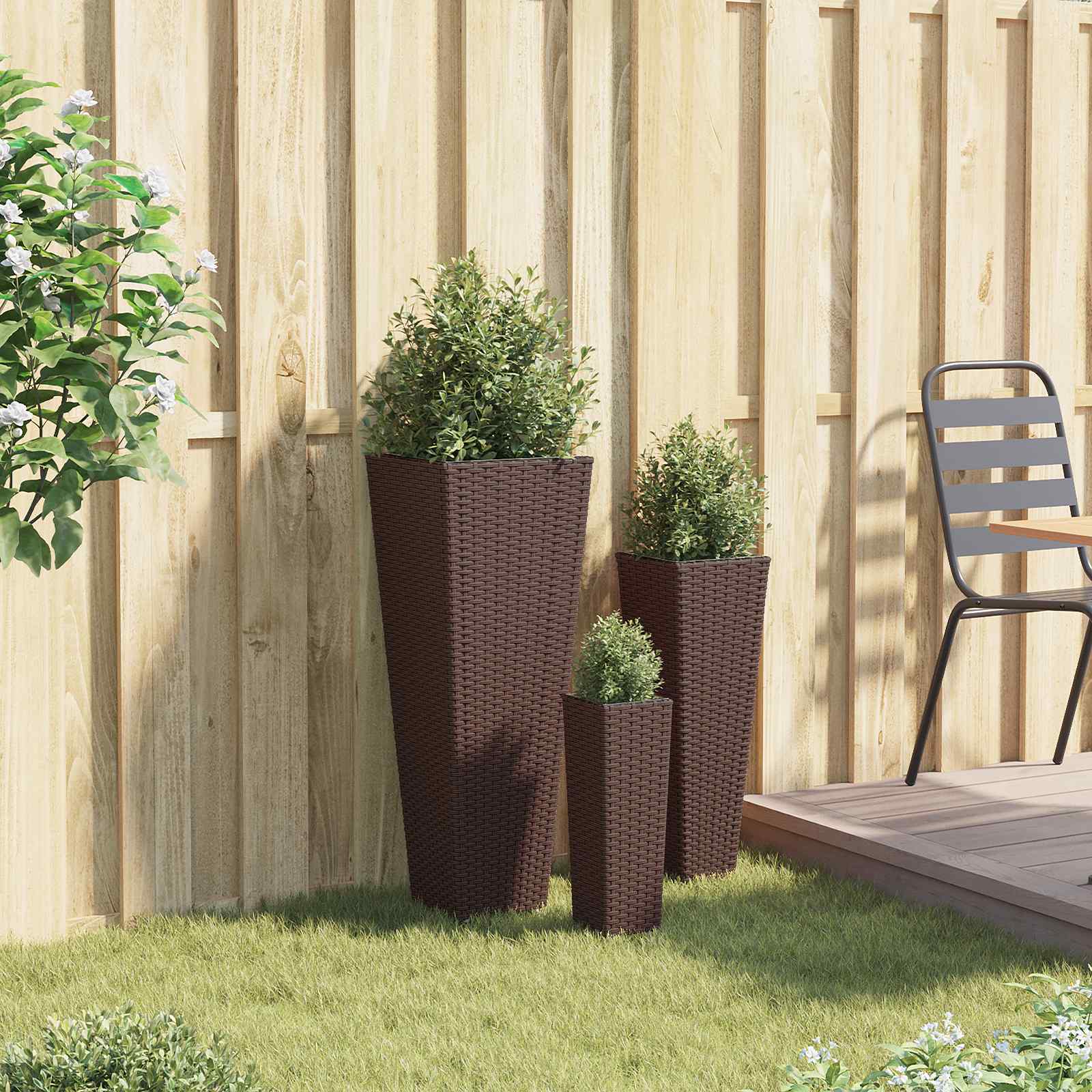 Set für Outdoor 3 stk. Braun 30 x 30 x 80 cm Metall