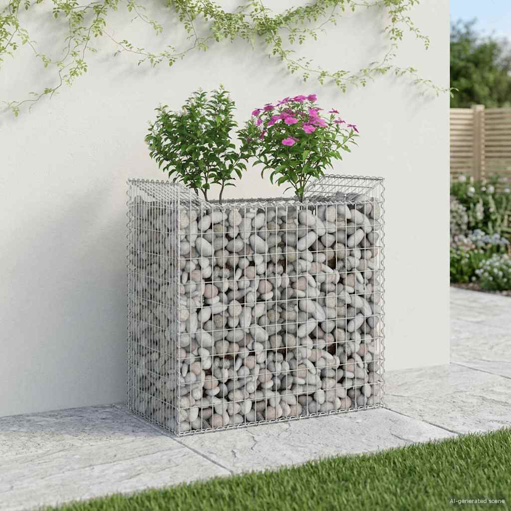 Gabionen-Hochbeet 50 x 100 x 100 cm Verzinkter Stahl Silber