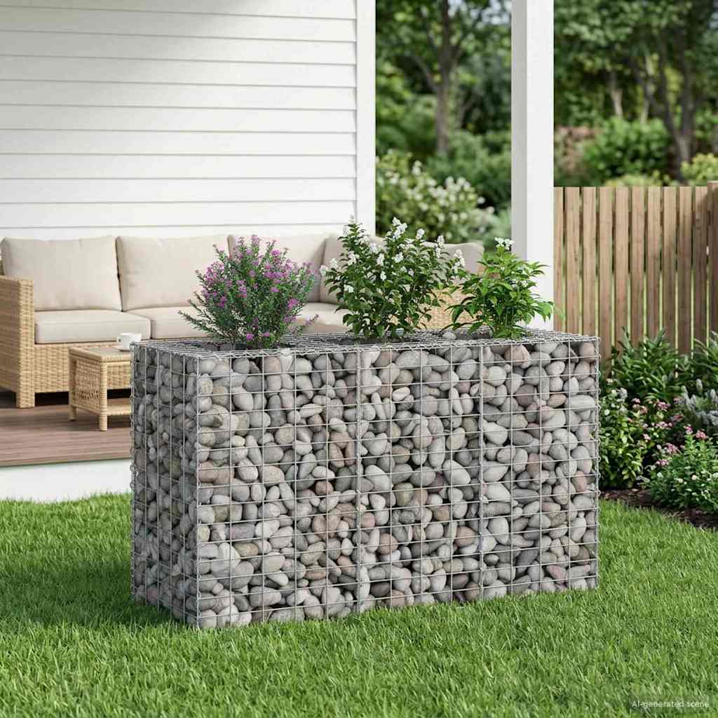 Gabionen-Hochbeet 130 x 50 x 80 cm Verzinkter Stahl Silber