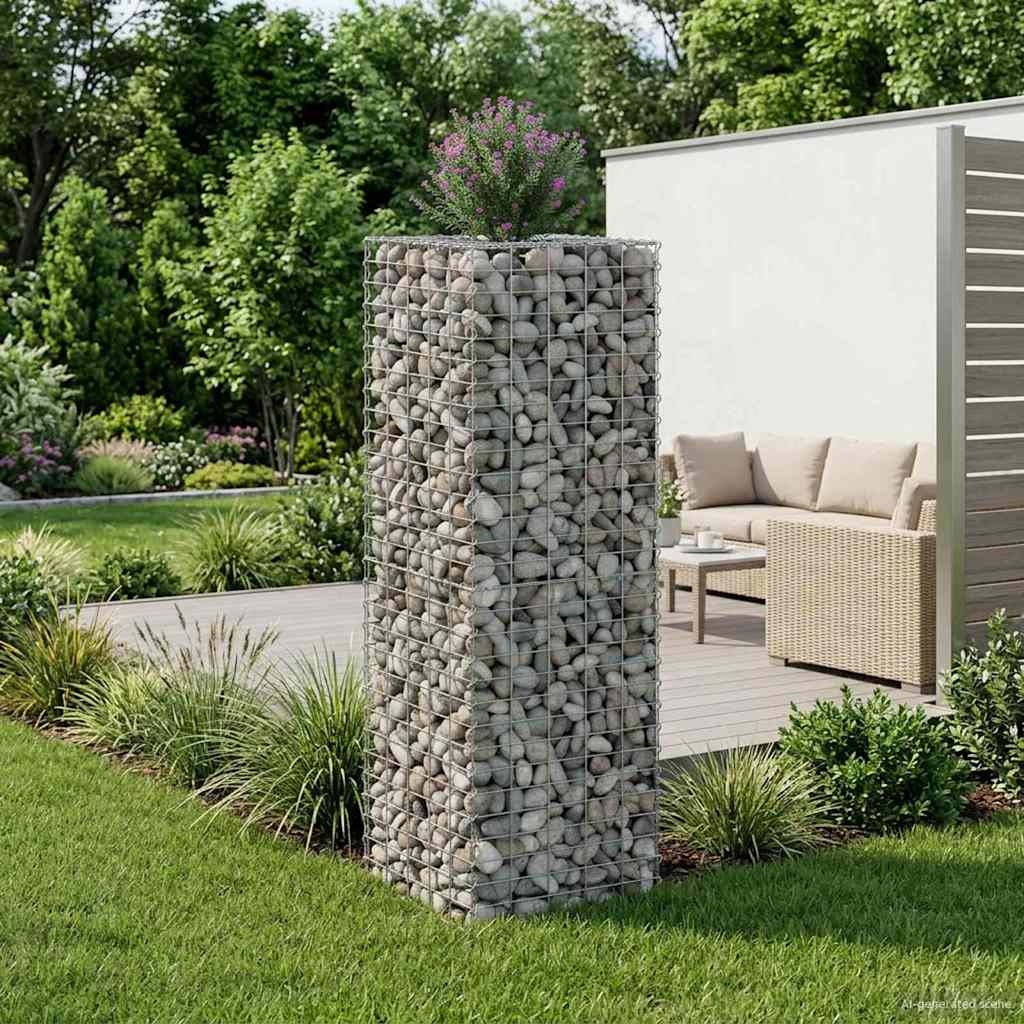 Gabionen-Hochbeet 50 x 50 x 150 cm Verzinkter Stahl Silber