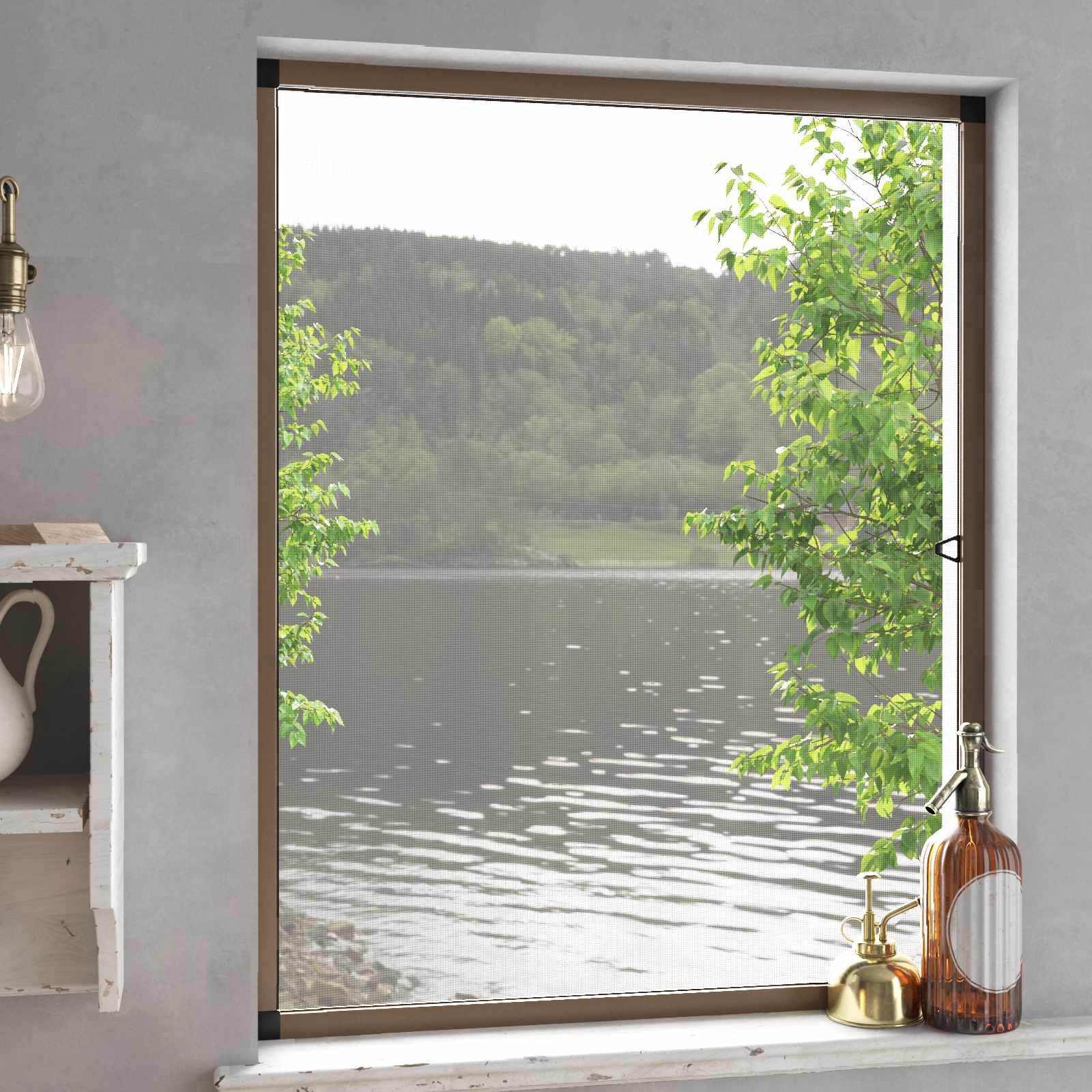 Insektenschutz für Fenster Braun 120 x 140 cm