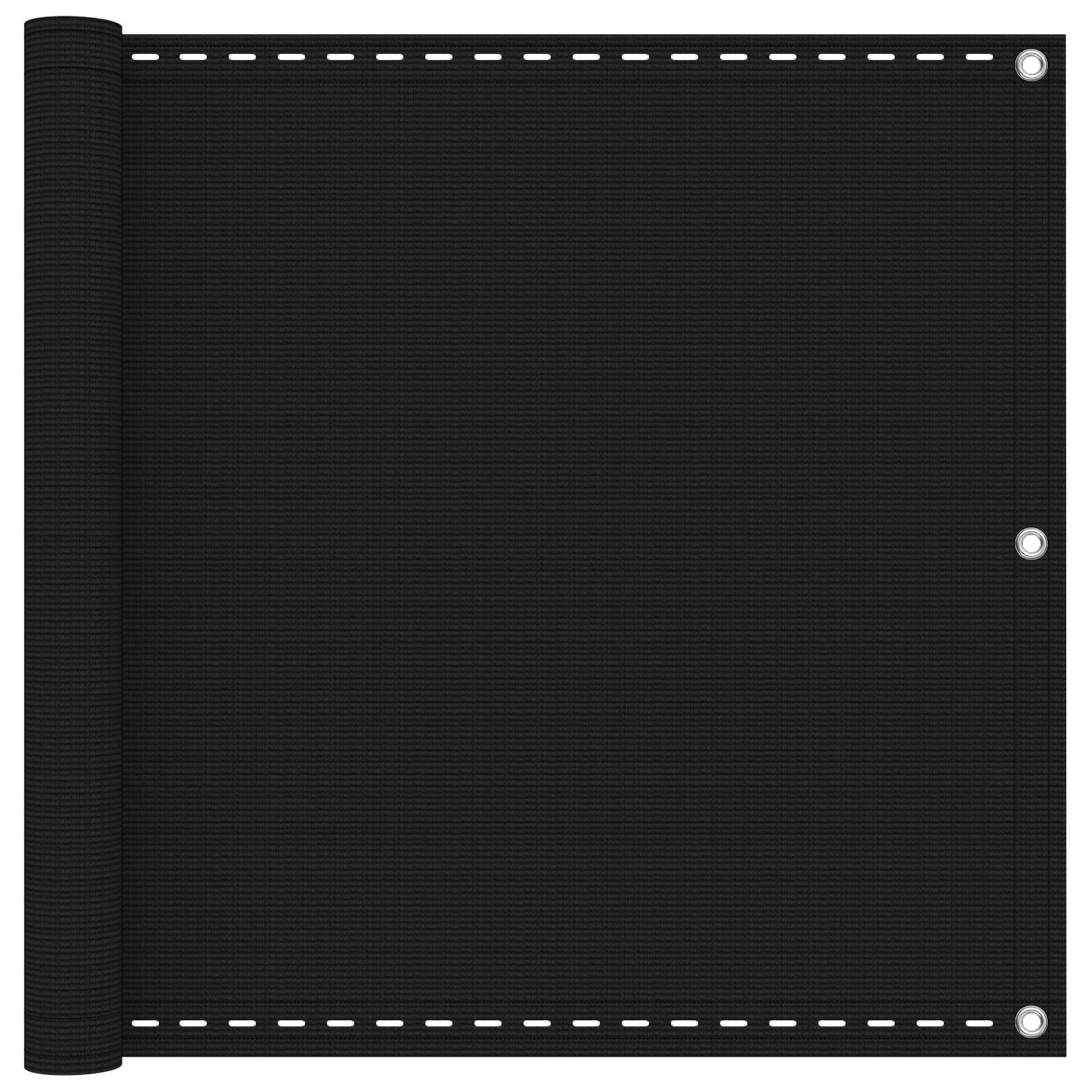 Balkonsichtschutz Schwarz 75 x 1000 cm HDPE und Aluminium