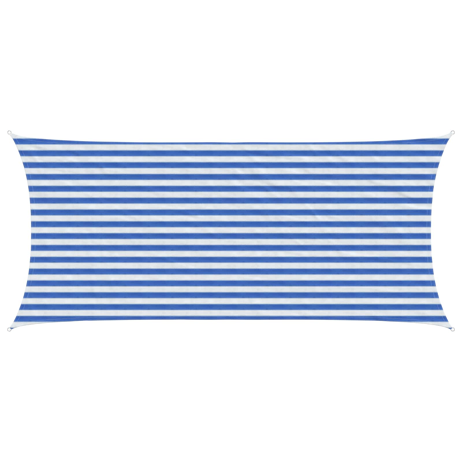 Sonnensegel 2 x 4 m HDPE Rechteckig Blau und Weiß