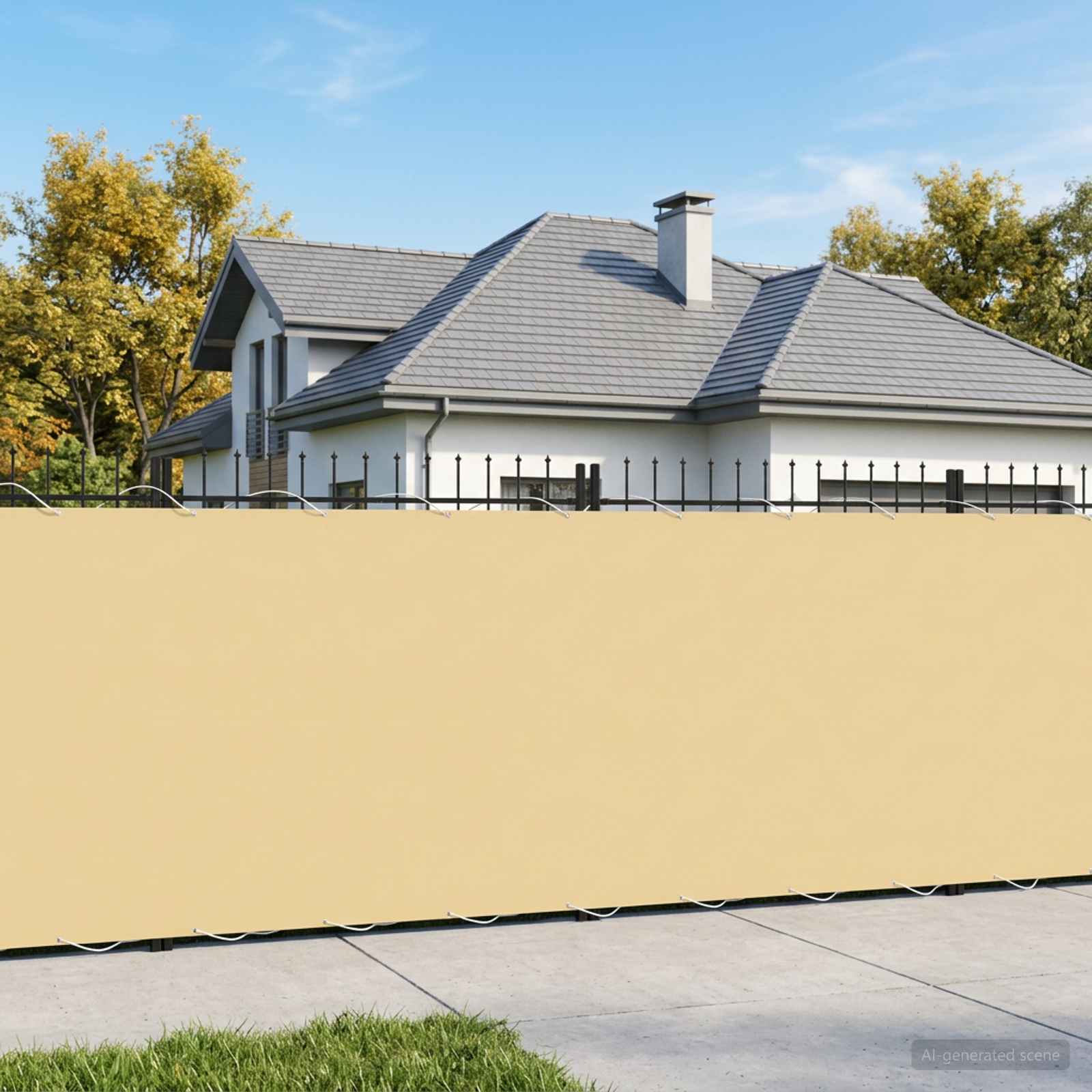Balkon Sichtschutz 150 x 800 cm Stoff mit PU-Beschichtung Sand