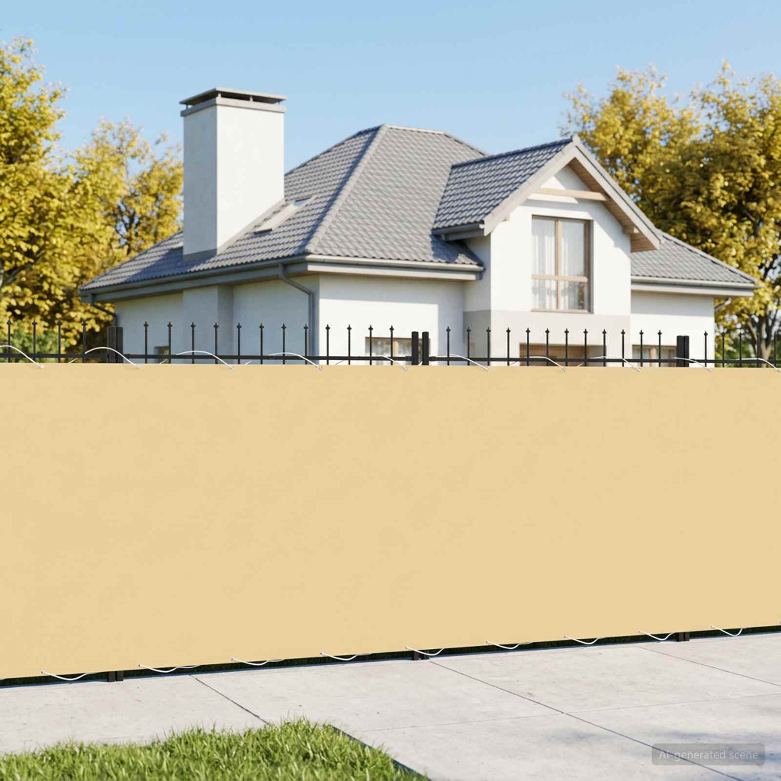Balkon Sichtschutz 180 x 500 cm Stoff mit PU-Beschichtung Sand