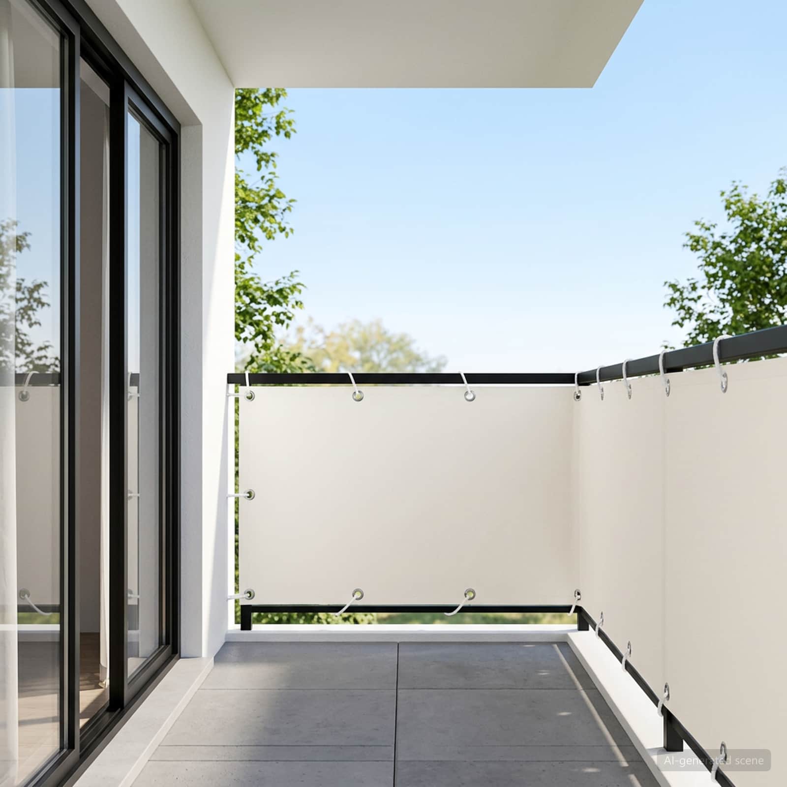 Balkon Sichtschutz 150 x 600 cm Stoff mit PU-Beschichtung Weiß
