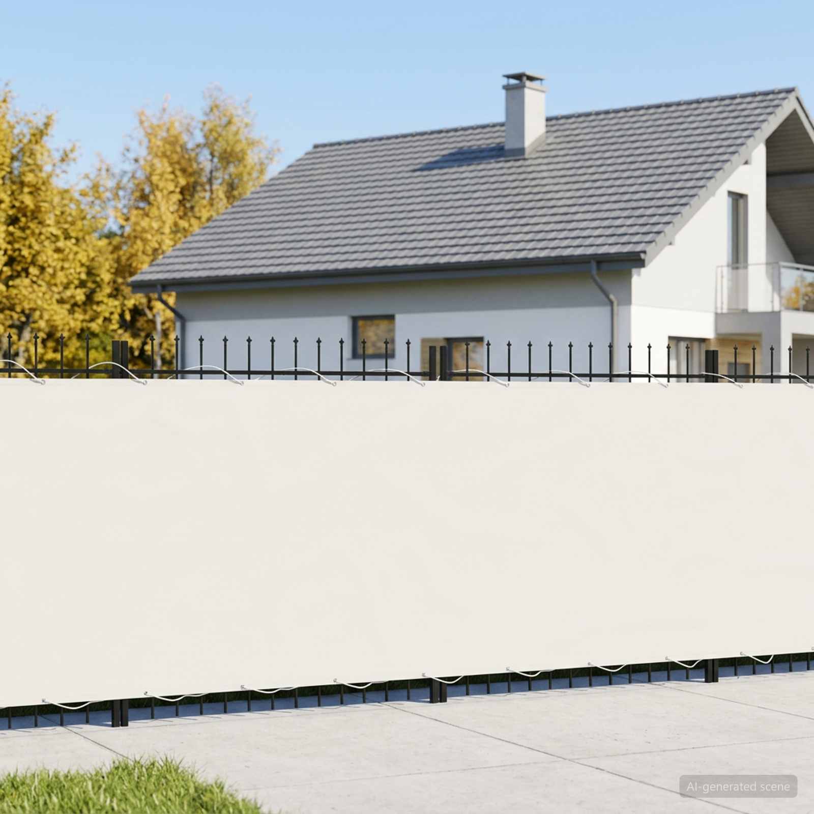 Balkon Sichtschutz 200 x 300 cm Stoff mit PU-Beschichtung Weiß