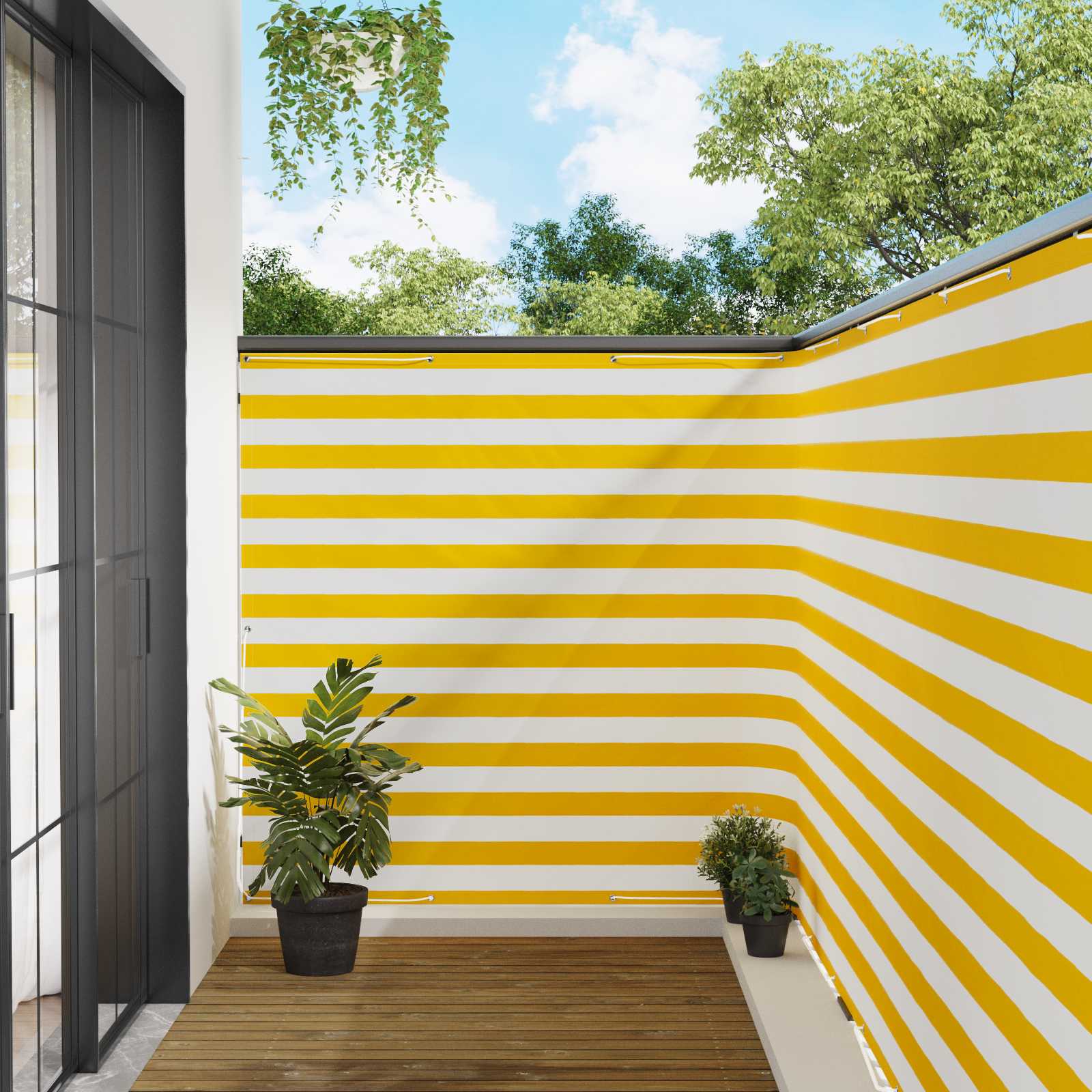 Balkon Sichtschutz 150 x 200 cm Stoff mit PU-Beschichtung