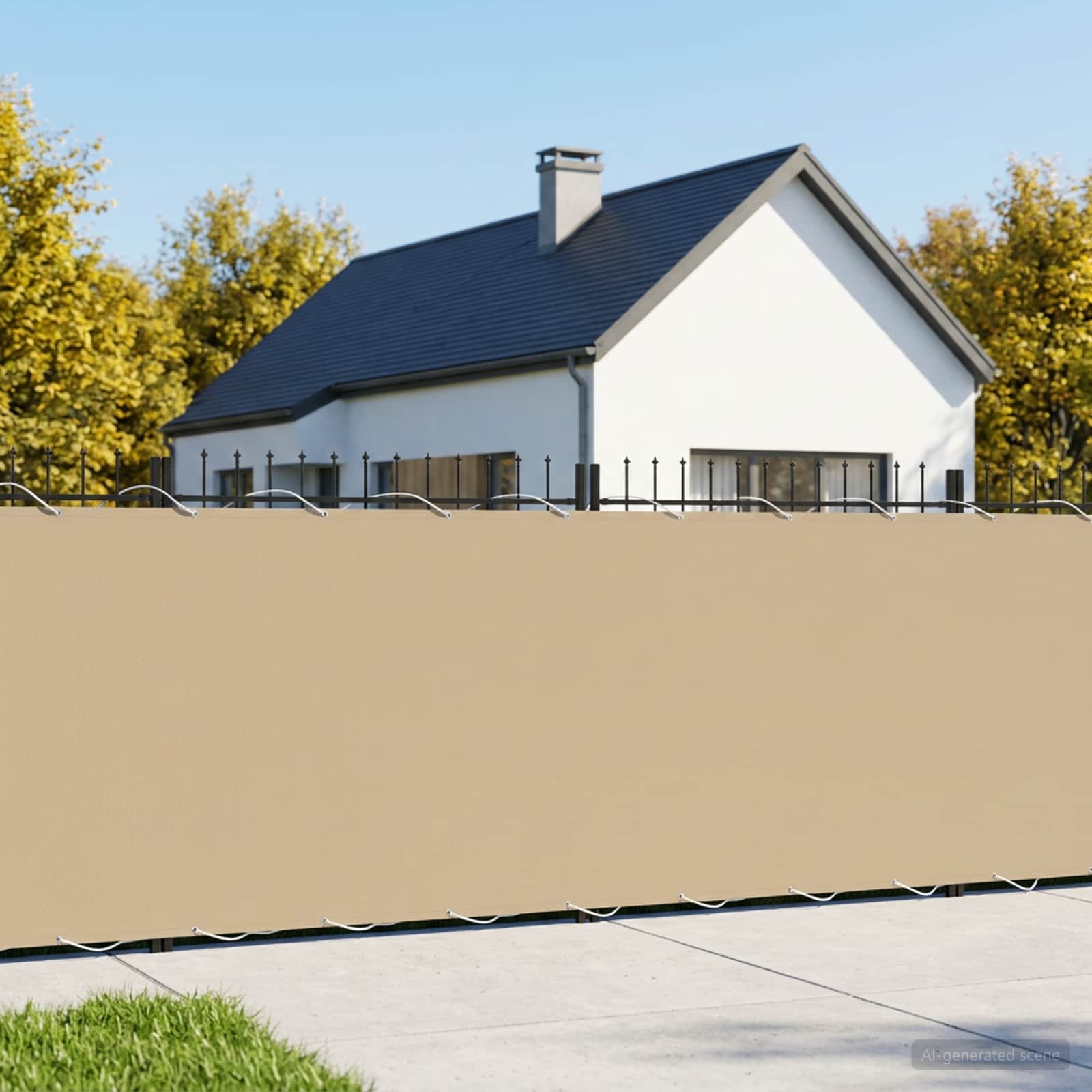 Balkon Sichtschutz 150 x 500 cm Stoff mit PU-Beschichtung Beige