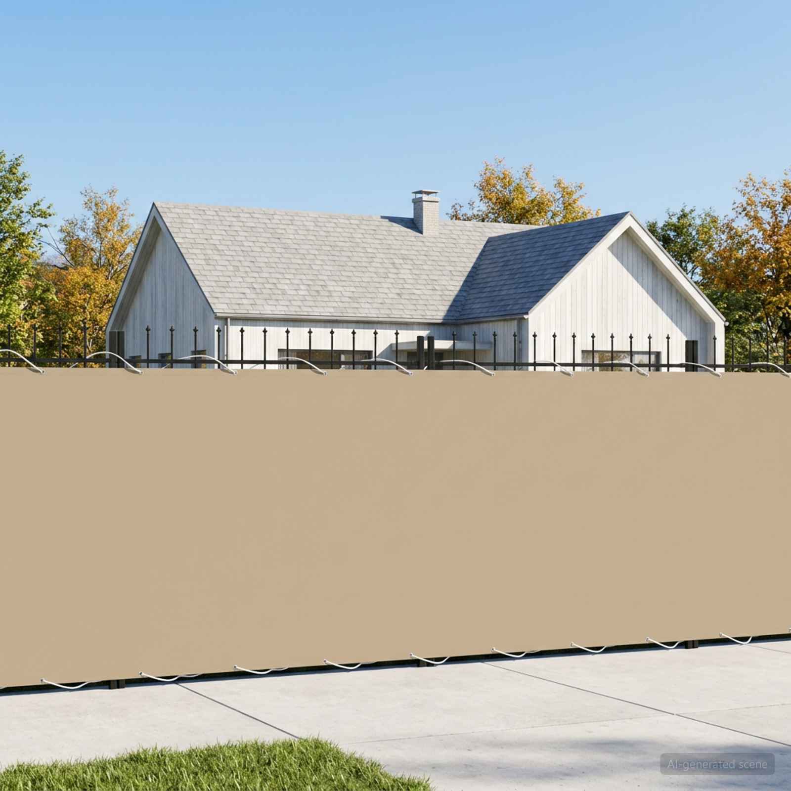 Balkon Sichtschutz 200 x 400 cm Stoff mit PU-Beschichtung Beige