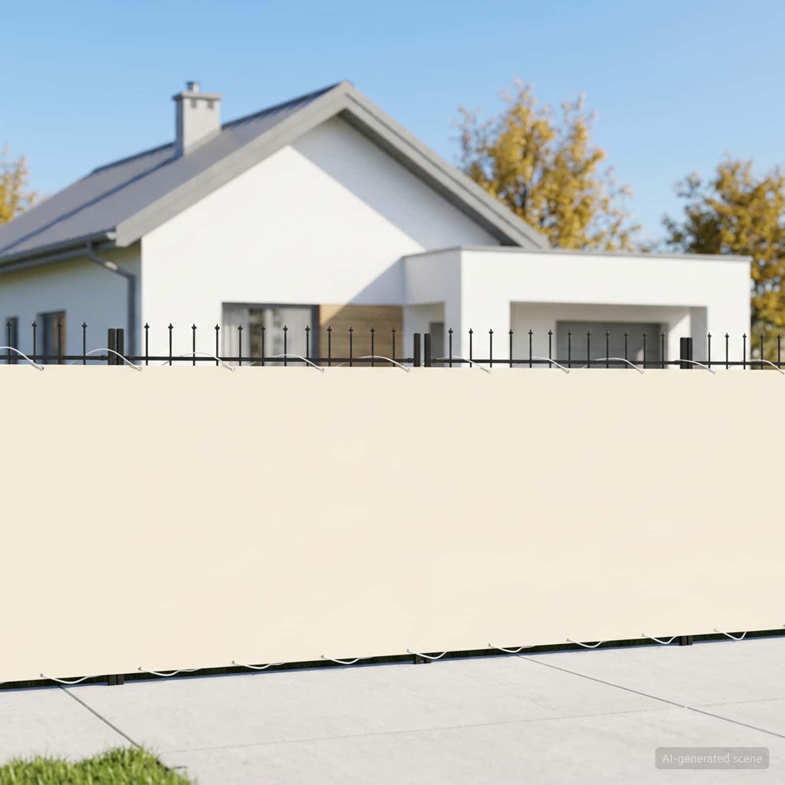 Balkon Sichtschutz 200 x 500 cm Stoff mit PU-Beschichtung Creme