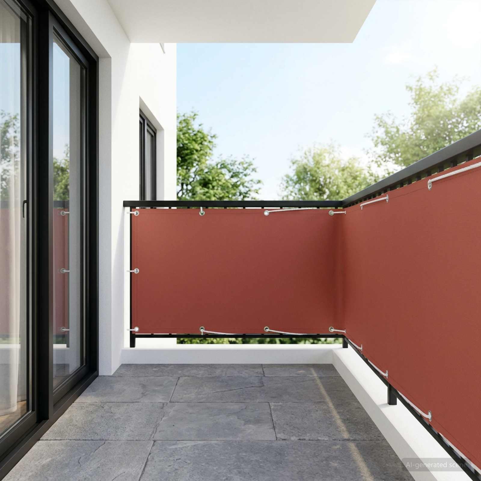 Balkon Sichtschutz 150 x 300 cm Stoff mit PU-Beschichtung