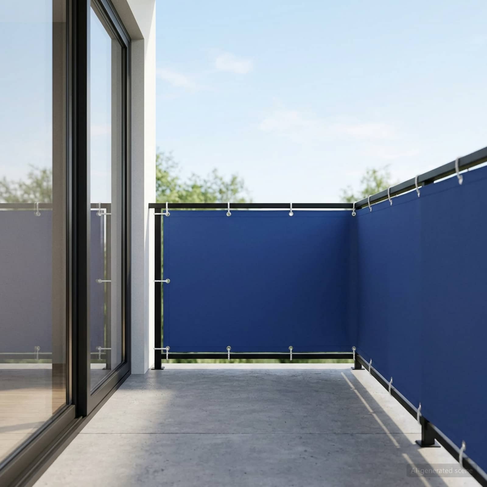 Balkon Sichtschutz 150 x 200 cm Stoff mit PU-Beschichtung Blau