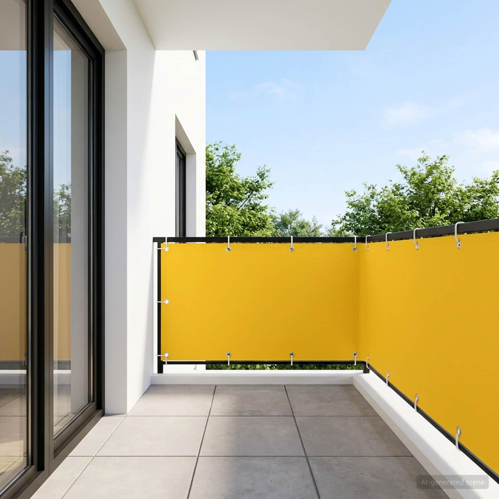 Balkon Sichtschutz 150 x 800 cm Stoff mit PU-Beschichtung Gelb