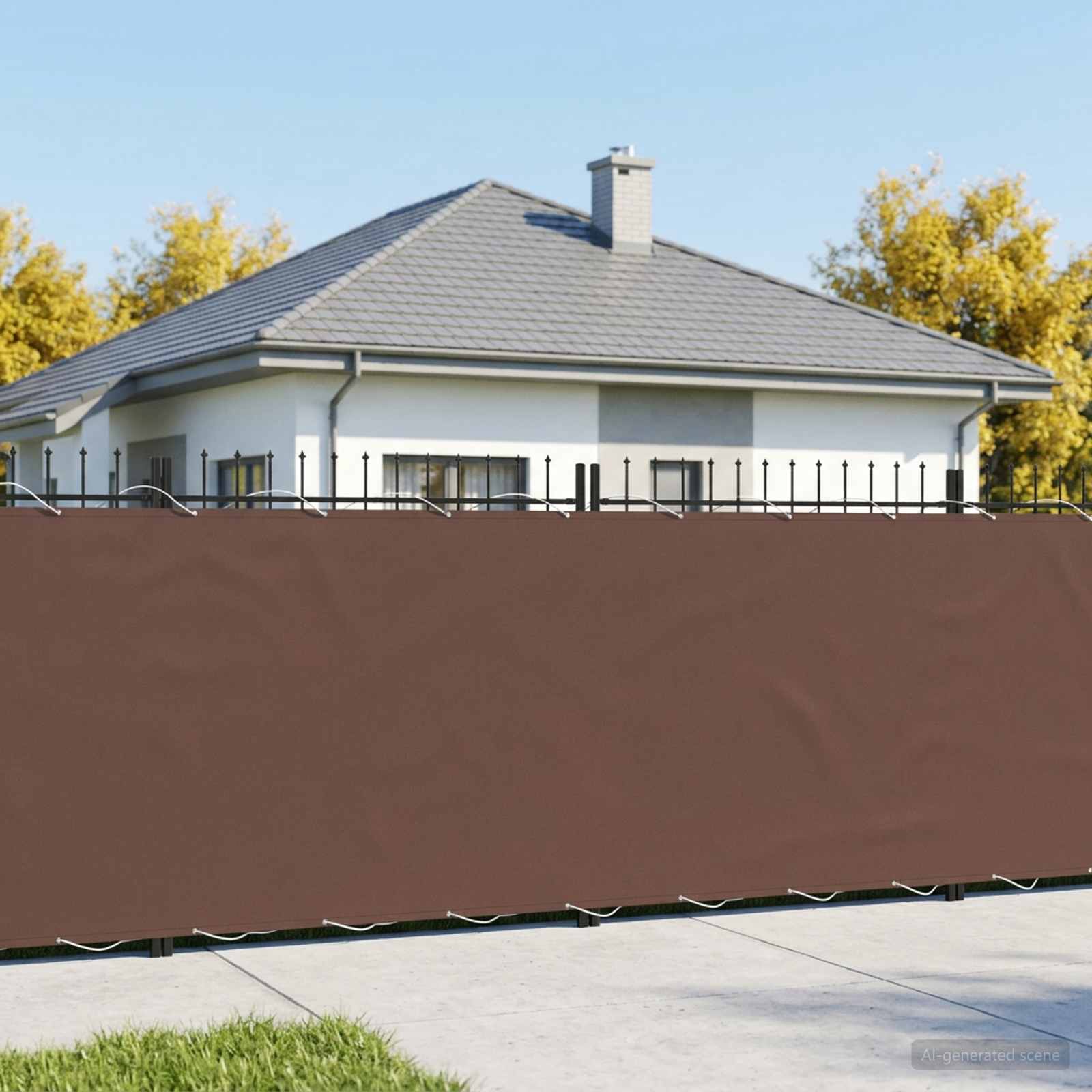 Balkon Sichtschutz 150 x 400 cm Stoff mit PU-Beschichtung Braun