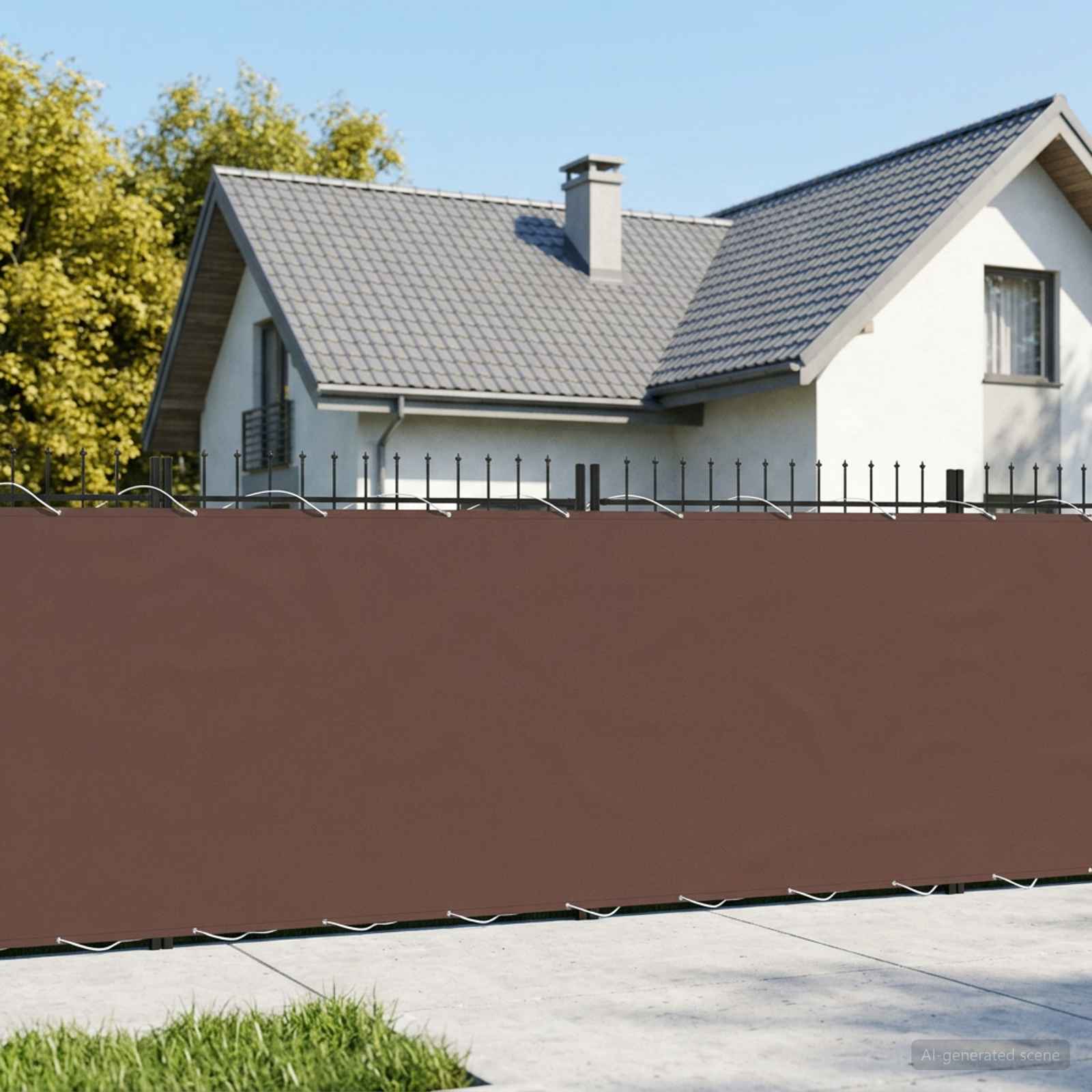 Balkon Sichtschutz 180 x 600 cm Stoff mit PU-Beschichtung Braun