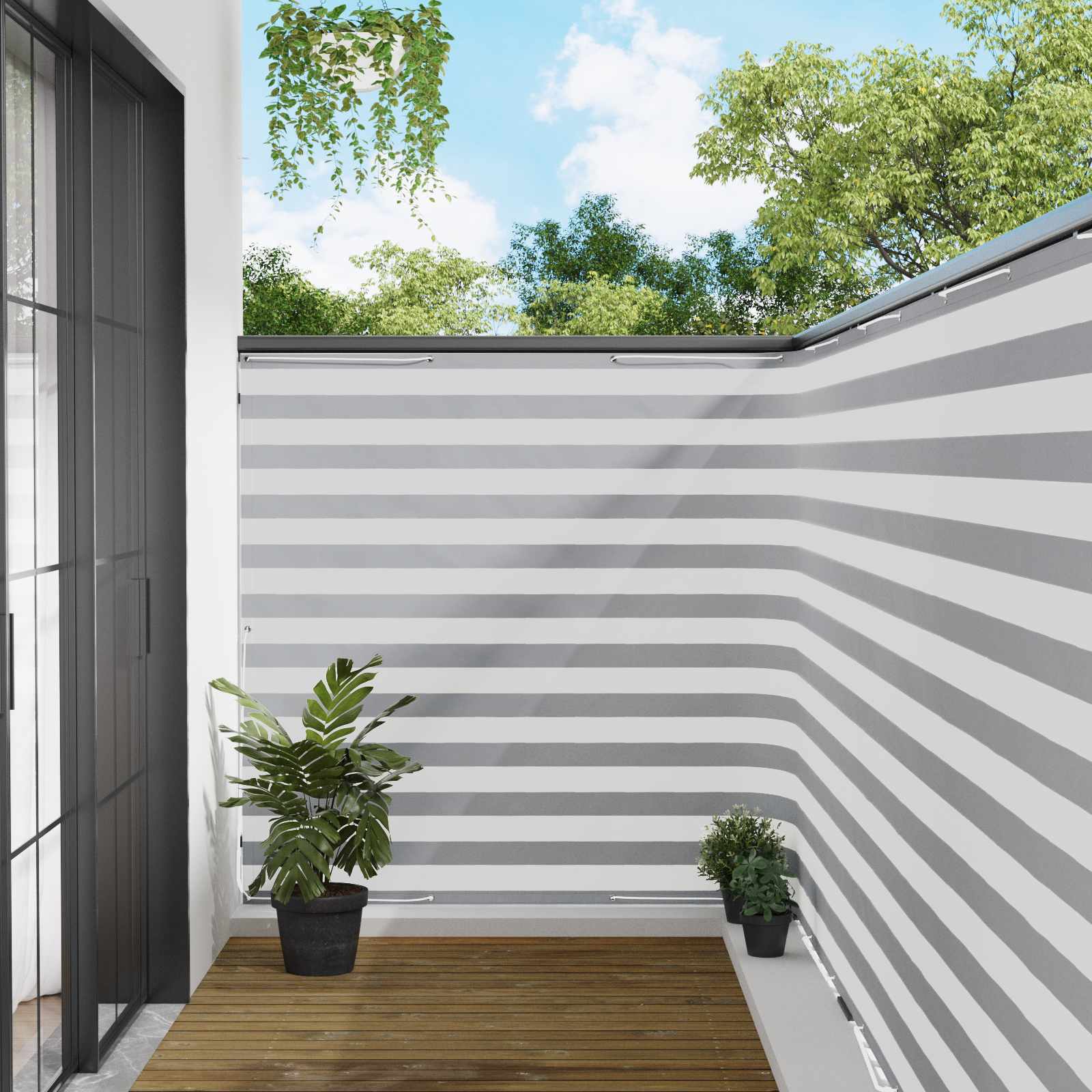 Balkon Sichtschutz 150 x 700 cm Stoff mit PU-Beschichtung