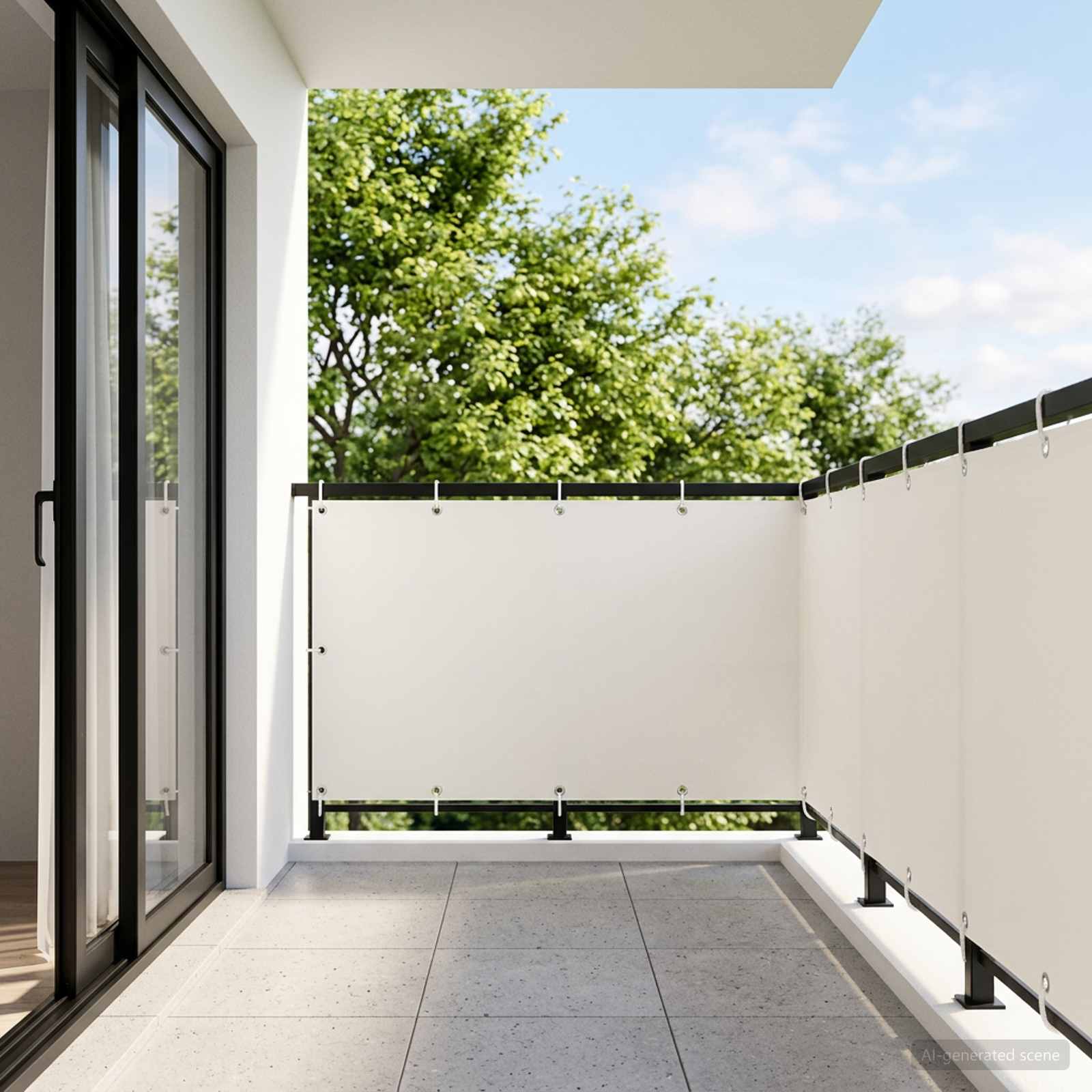 Balkon-Sichtschutz 1,2 x 25 m Stoff mit PU-Beschichtung Weiß