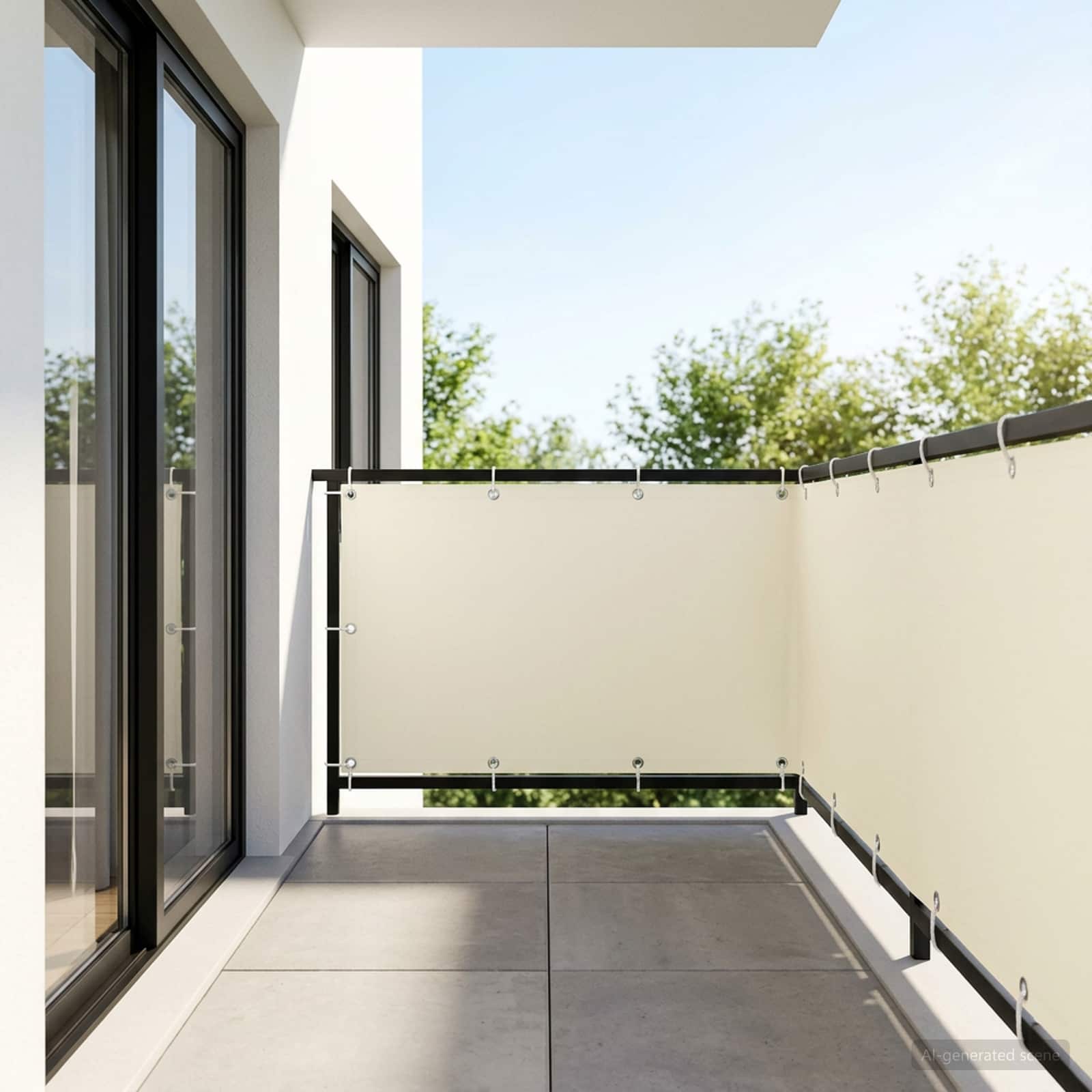 Balkon-Sichtschutz 1,2 x 25 m Stoff mit PU-Beschichtung Creme