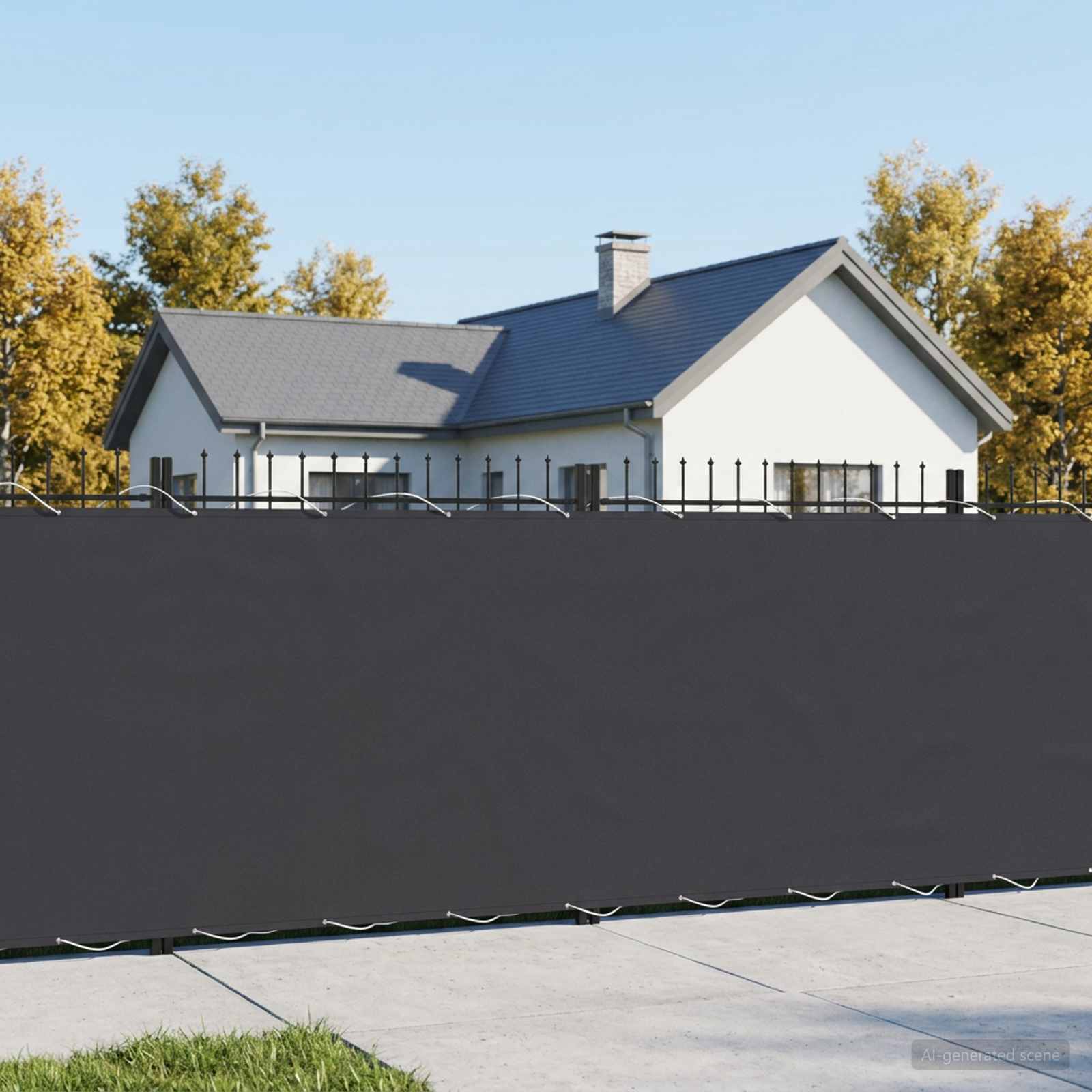 Balkon-Sichtschutz 1,2 x 25 m Stoff mit PU-Beschichtung Schwarz