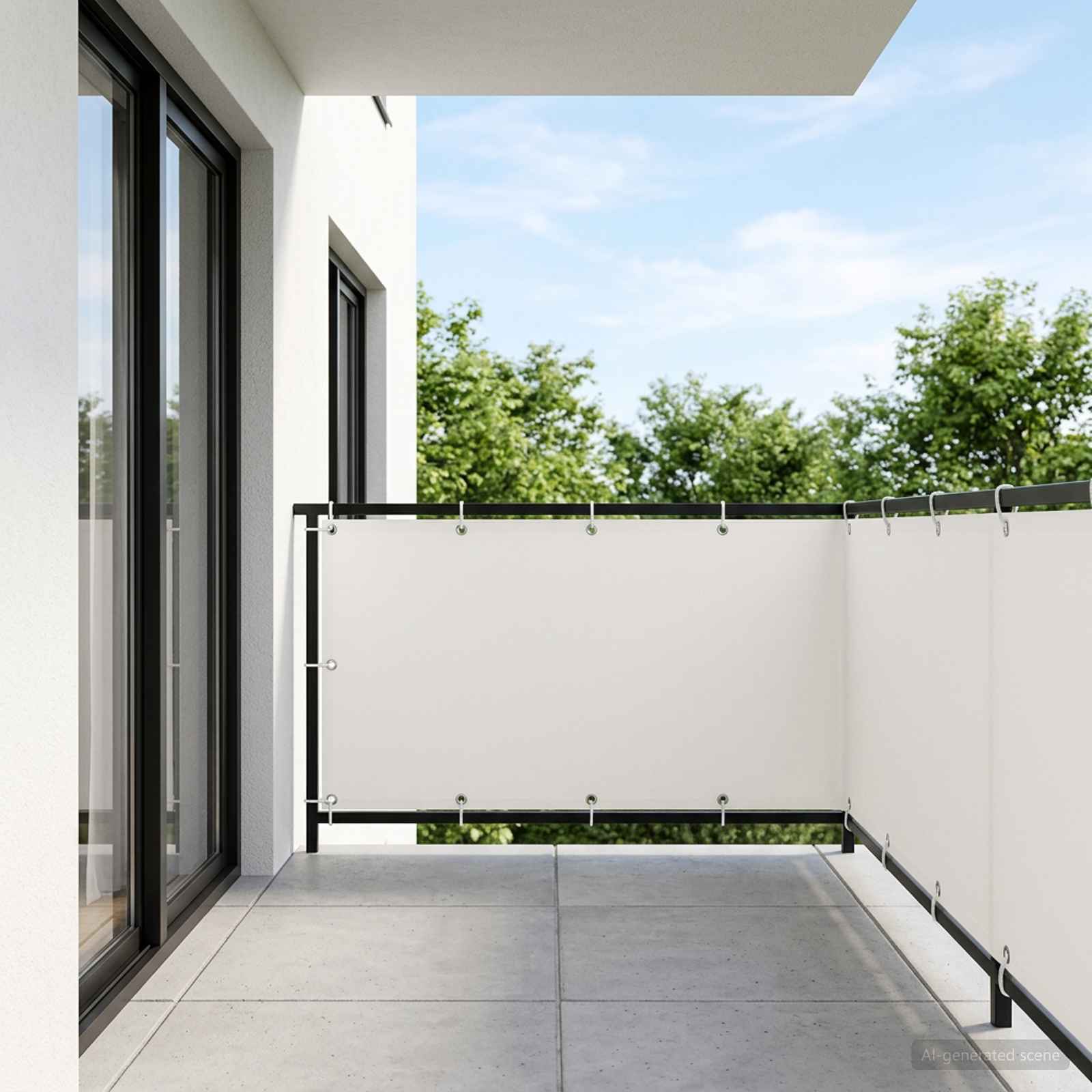 Balkon-Sichtschutz 1,5 x 15 m Stoff mit PU-Beschichtung Weiß