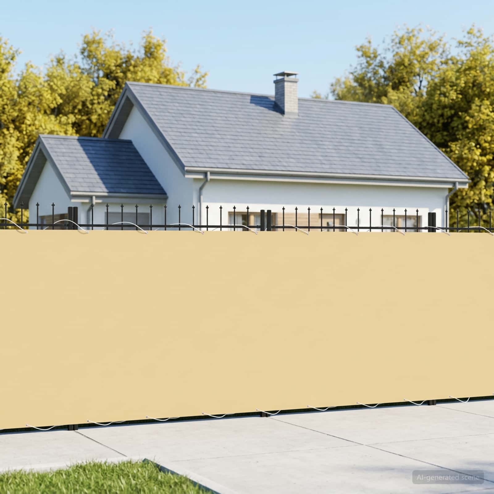 Balkon-Sichtschutz 1,5 x 15 m Stoff mit PU-Beschichtung Beige
