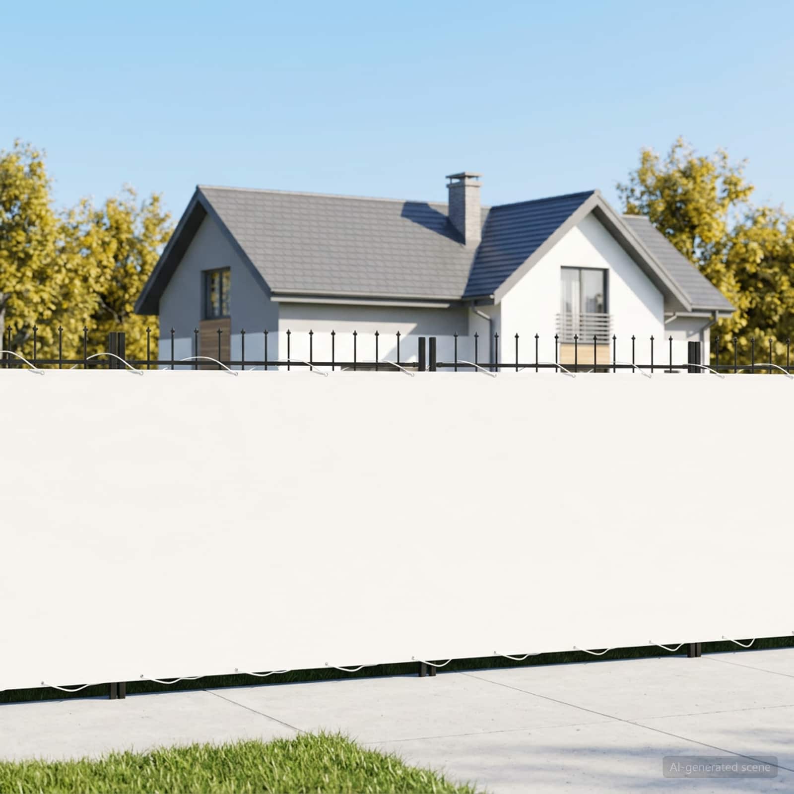 Balkon-Sichtschutz 1,5 x 25 m Stoff mit PU-Beschichtung Weiß