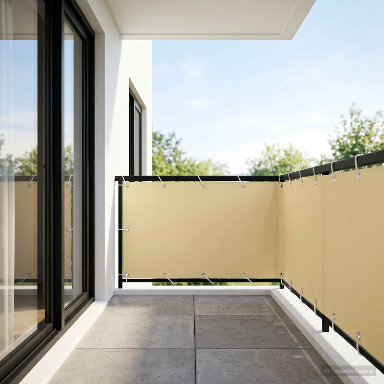 Balkon-Sichtschutz 1,5 x 25 m Stoff mit PU-Beschichtung Beige