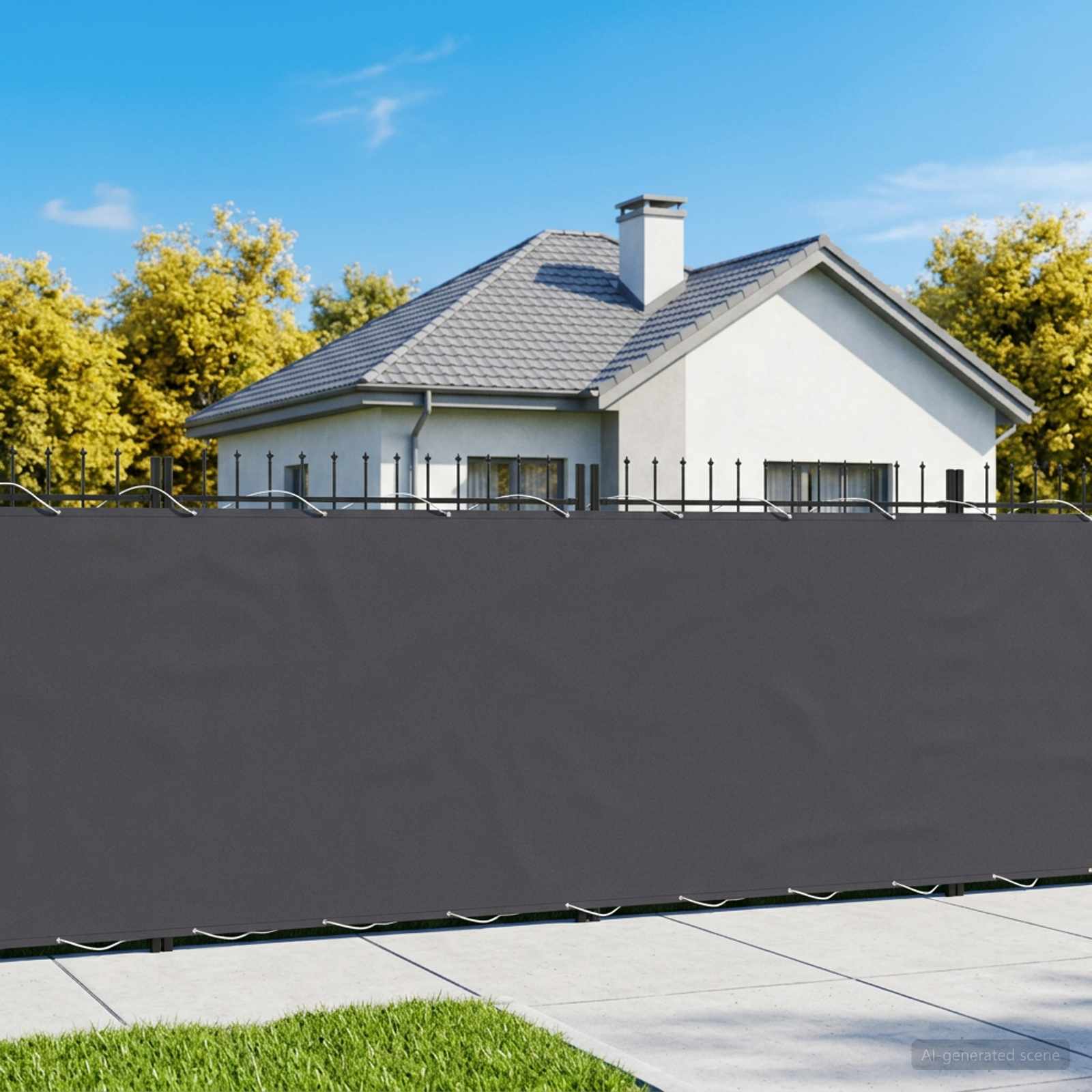 Balkon-Sichtschutz 1,5 x 25 m Stoff mit PU-Beschichtung Schwarz