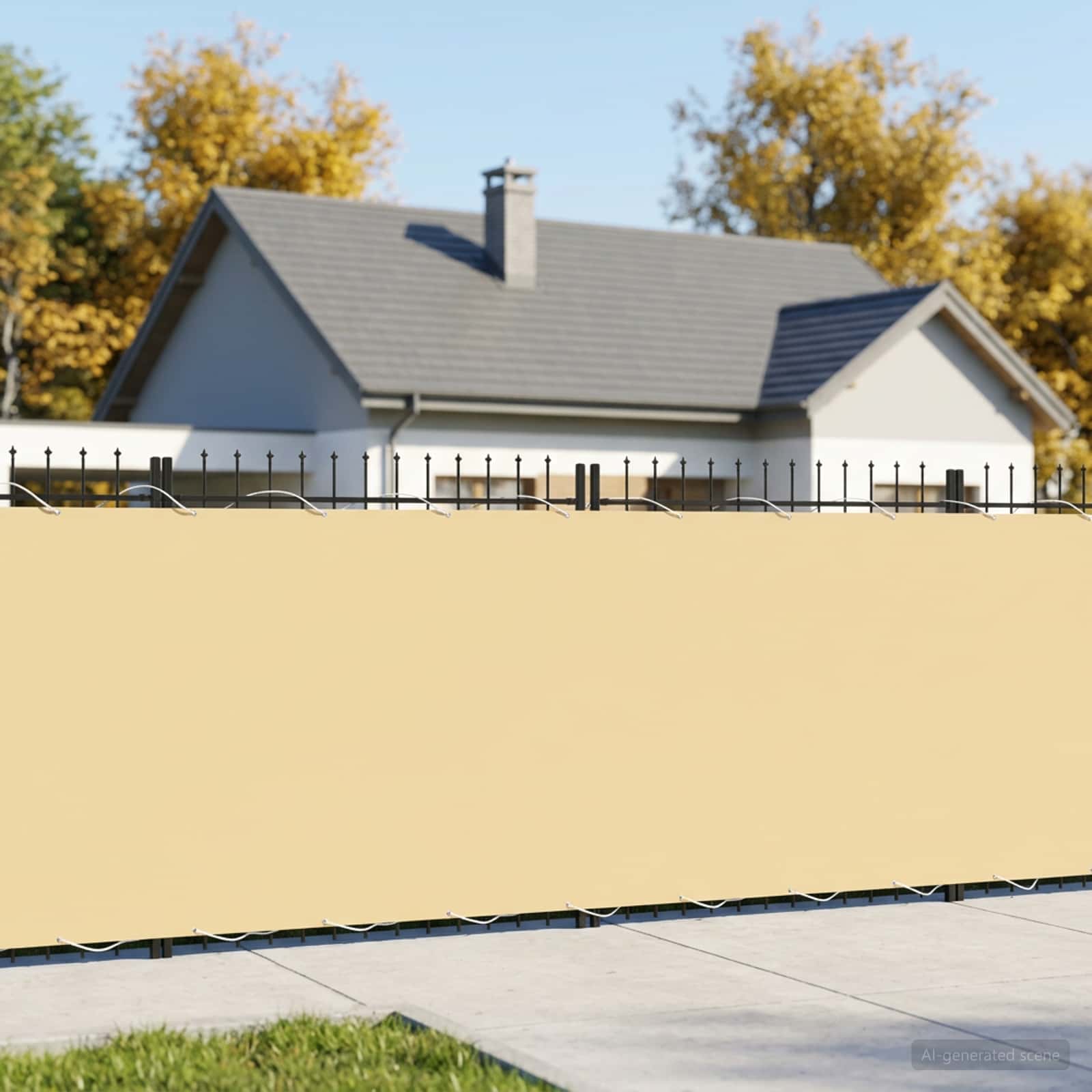 Balkon-Sichtschutz 1,8 x 15 m Stoff mit PU-Beschichtung Beige
