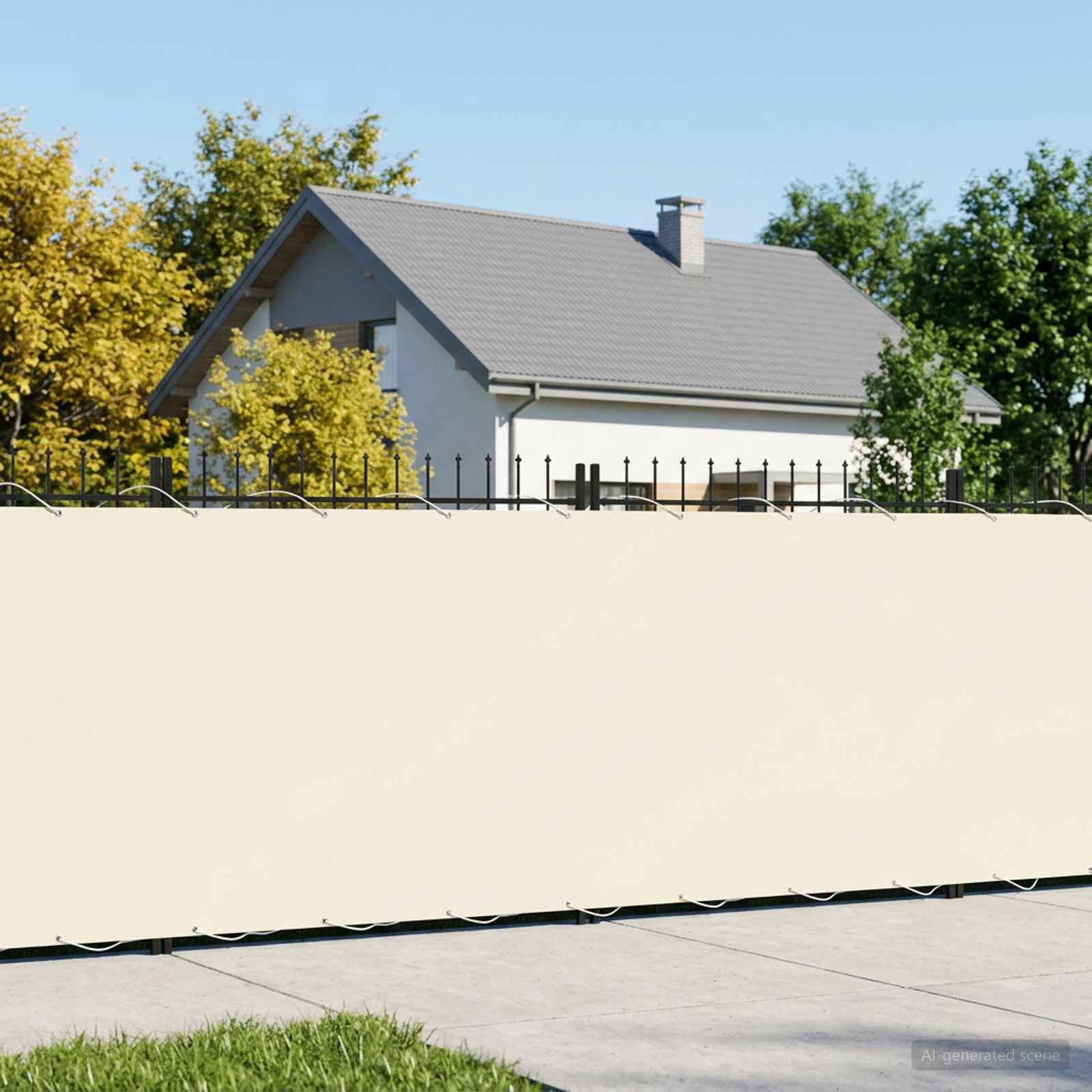 Balkon-Sichtschutz 1,8 x 15 m Stoff mit PU-Beschichtung Creme