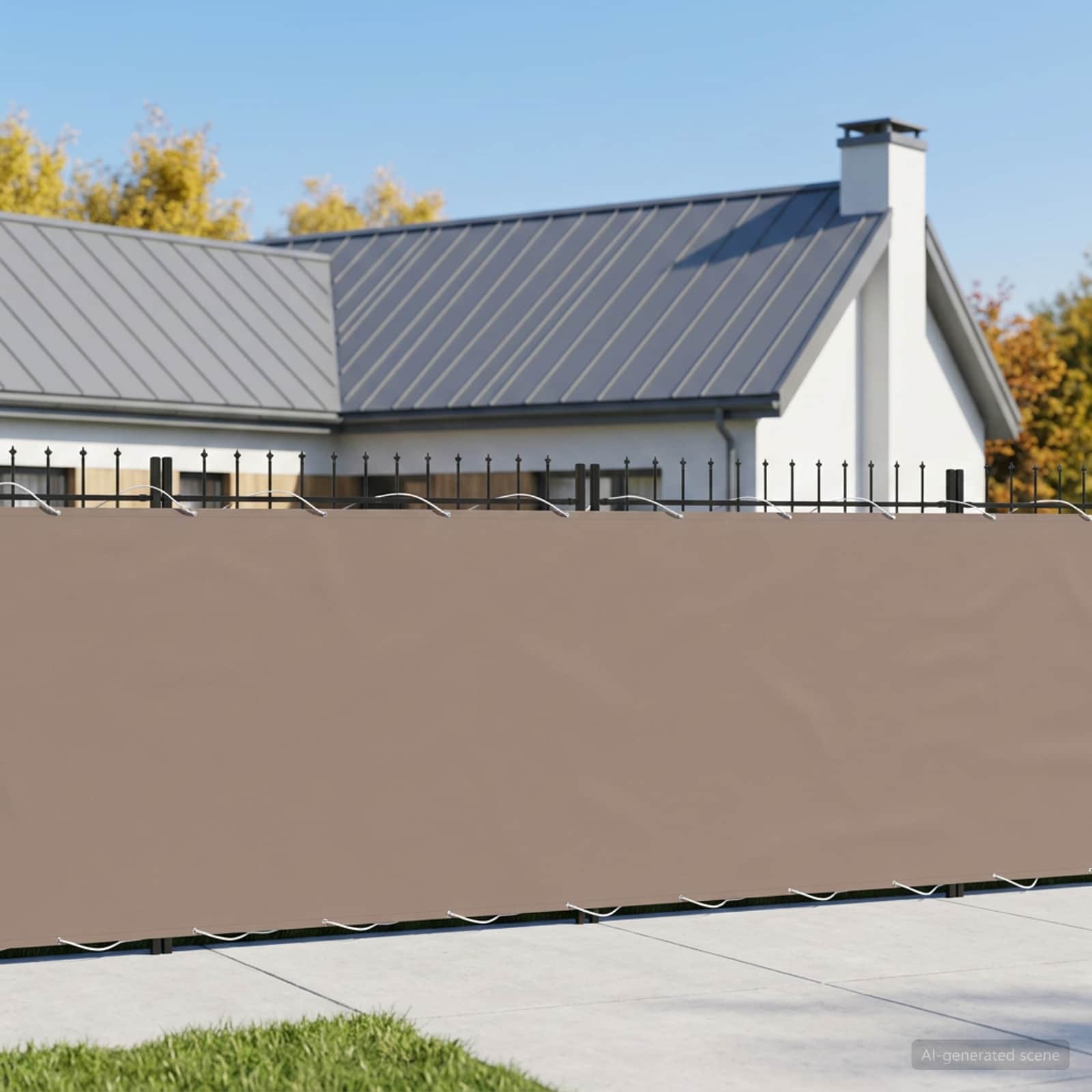 Balkon-Sichtschutz 1,8 x 15 m Stoff mit PU-Beschichtung Taupe