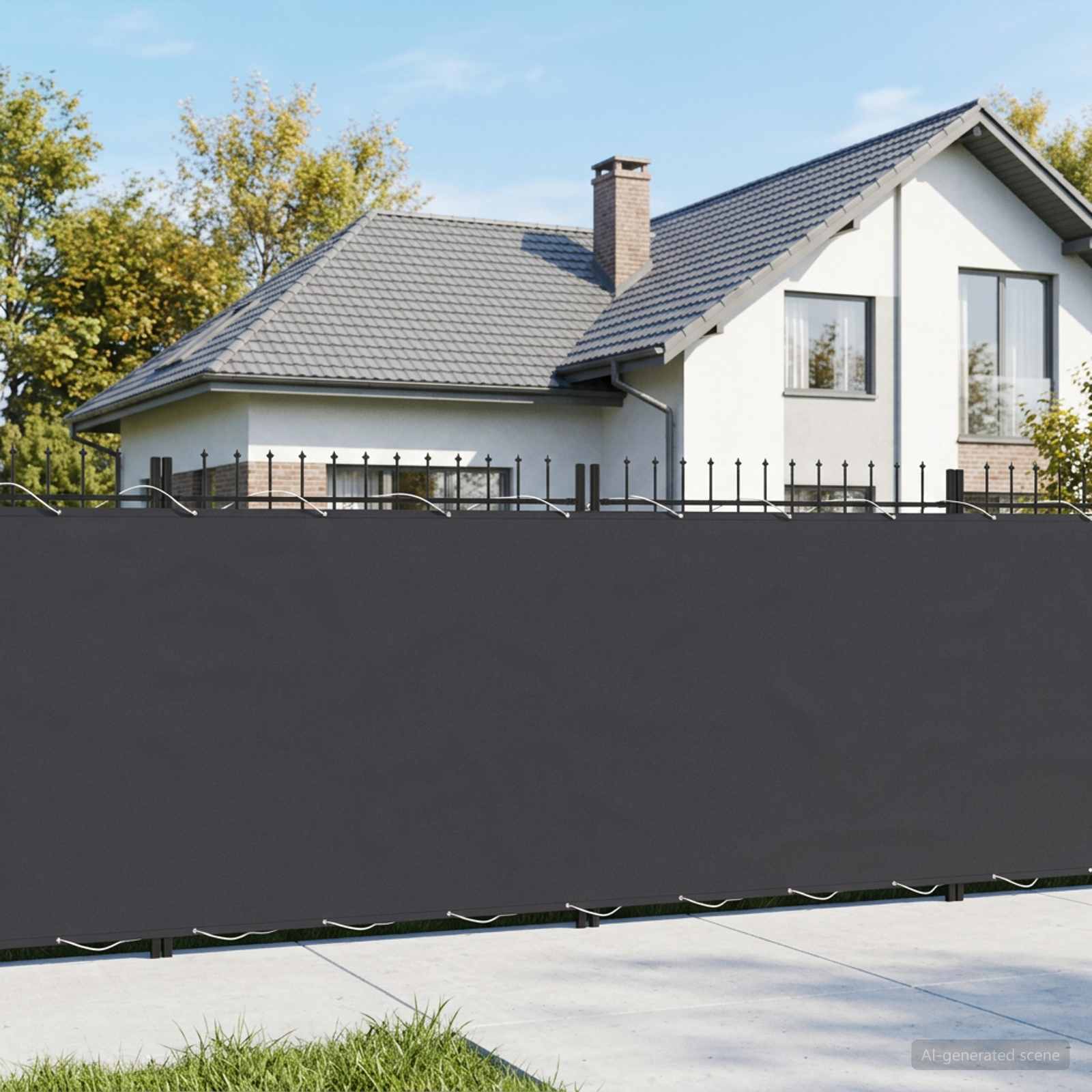 Balkon-Sichtschutz 1,8 x 15 m Stoff mit PU-Beschichtung Schwarz