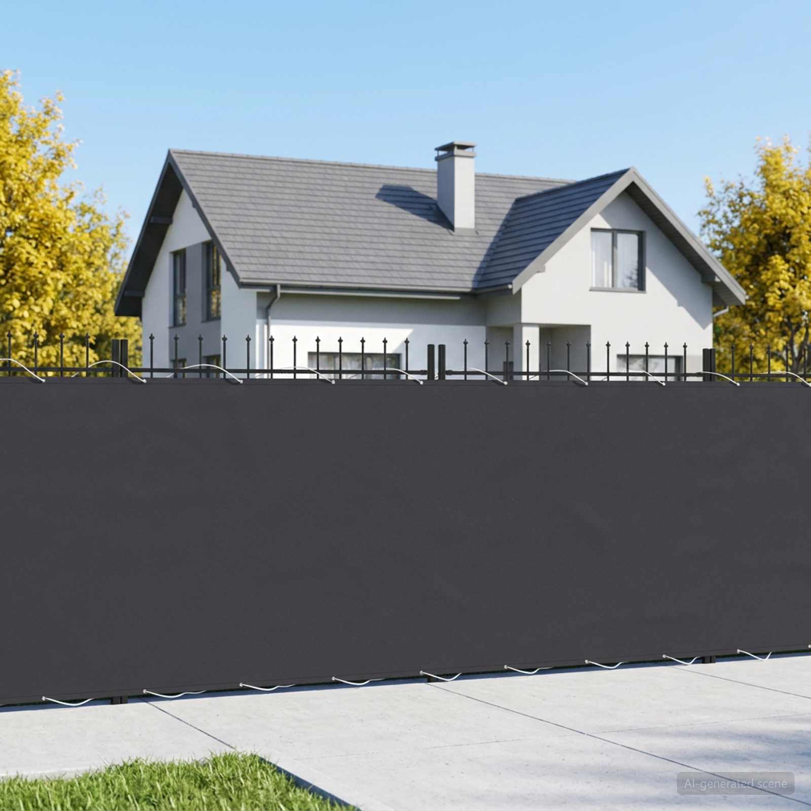 Balkon-Sichtschutz 1,8 x 25 m Stoff mit PU-Beschichtung Schwarz