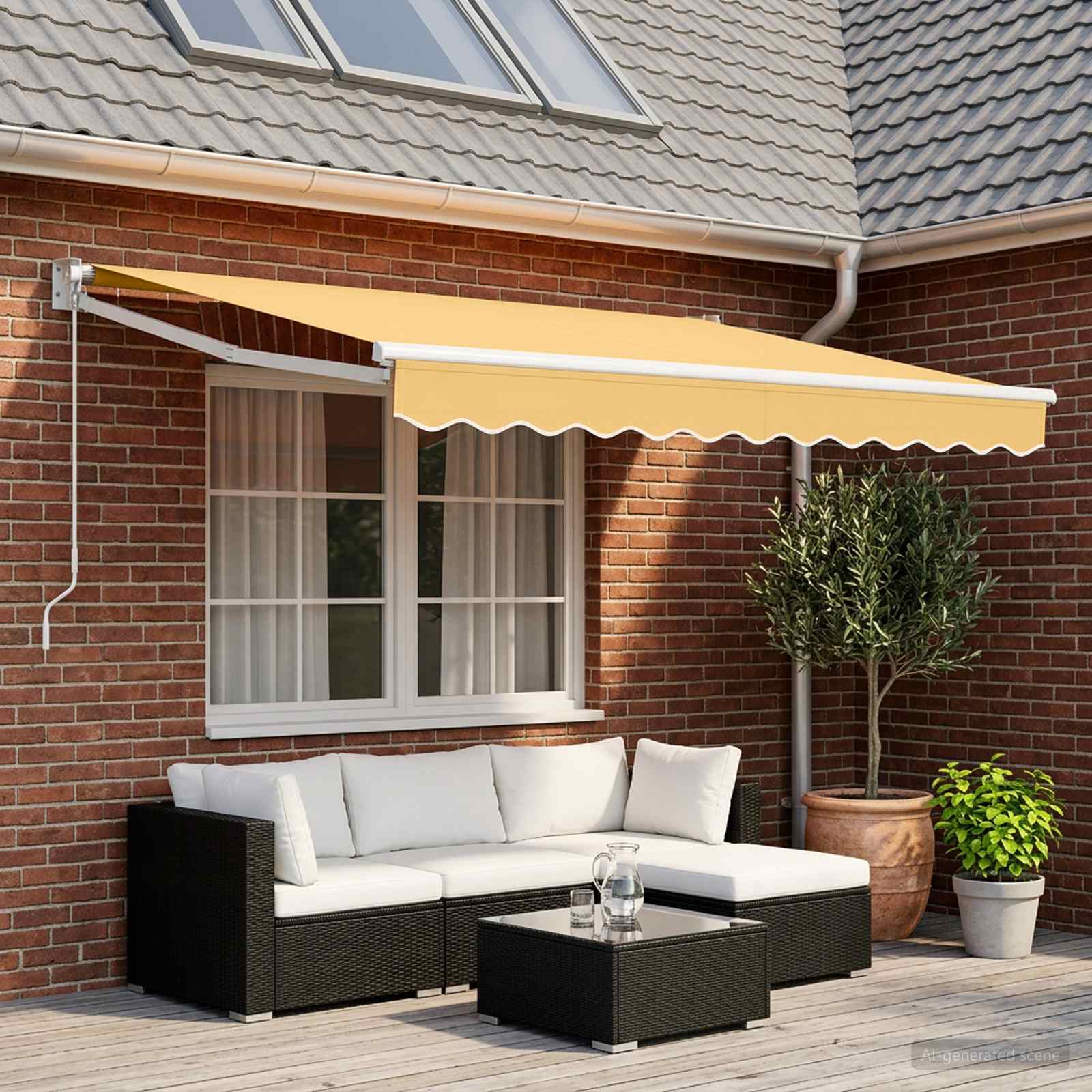 Ausziehbare Markise Sand 3,5 x 2 m 100% Polyester und Aluminium