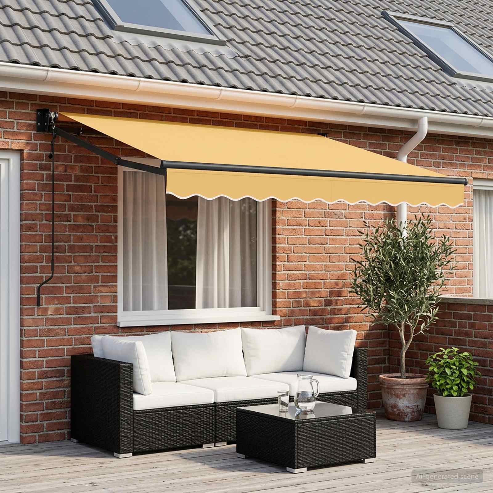 Ausziehbare Markise Sand 3,5 x 2 m Polyester und Metall