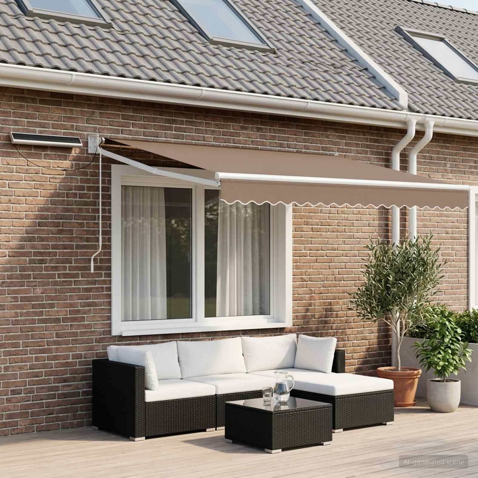 Elektrische ausziehbare Markise Taupe 3,5 x 2 m