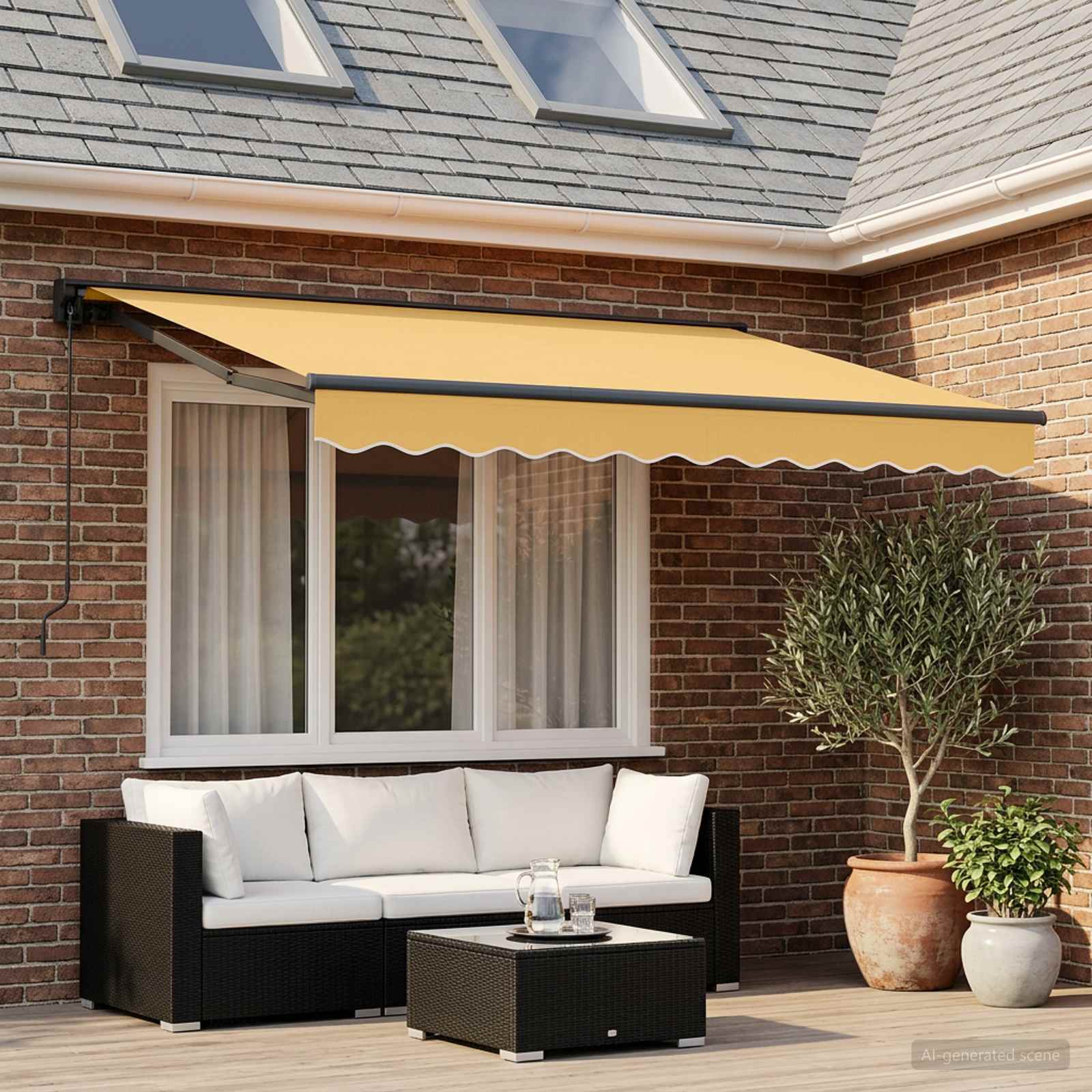 Manuell einziehbare Markise Sand 3,5 x 2 m