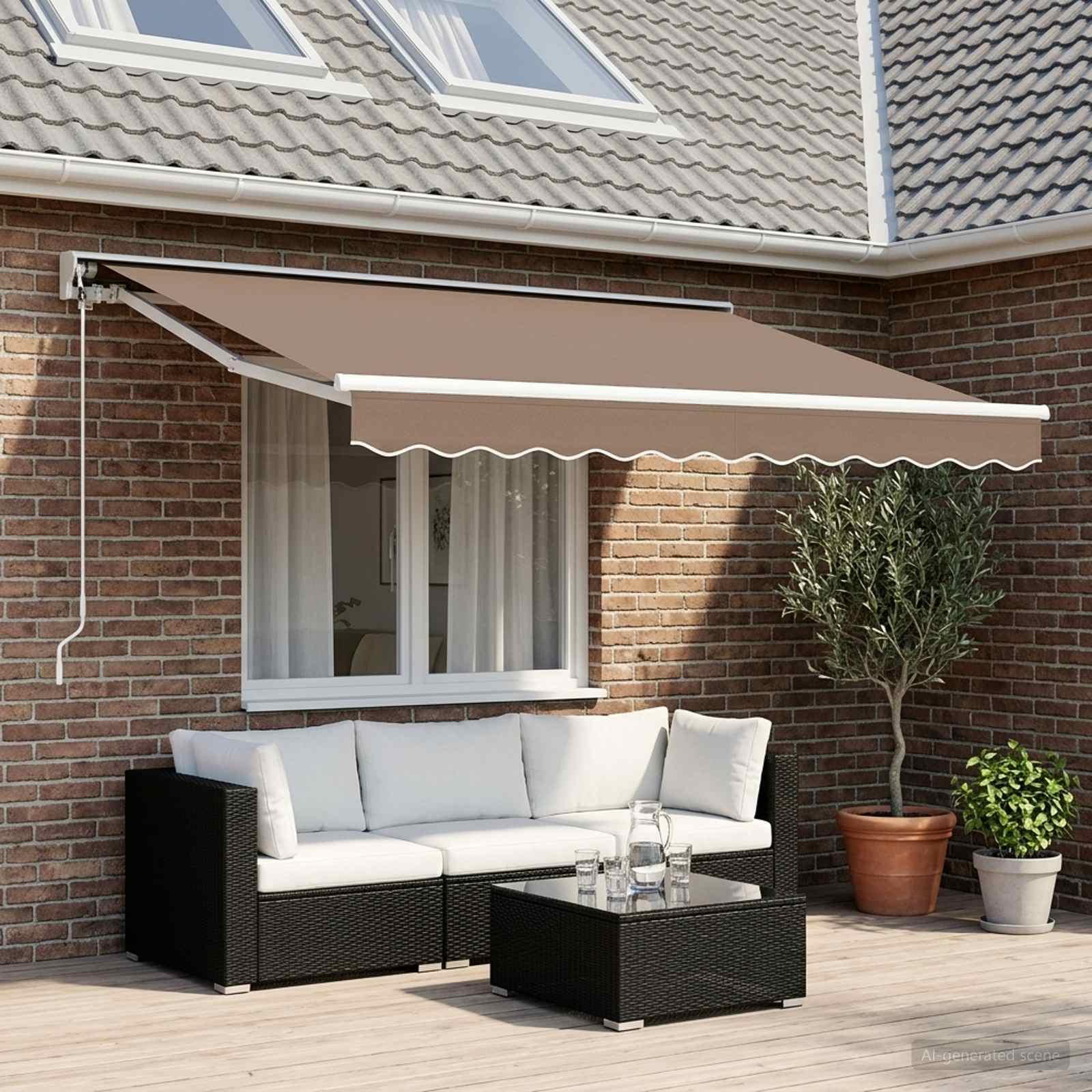 Elektrische ausziehbare Markise Taupe 3,5 x 2 m