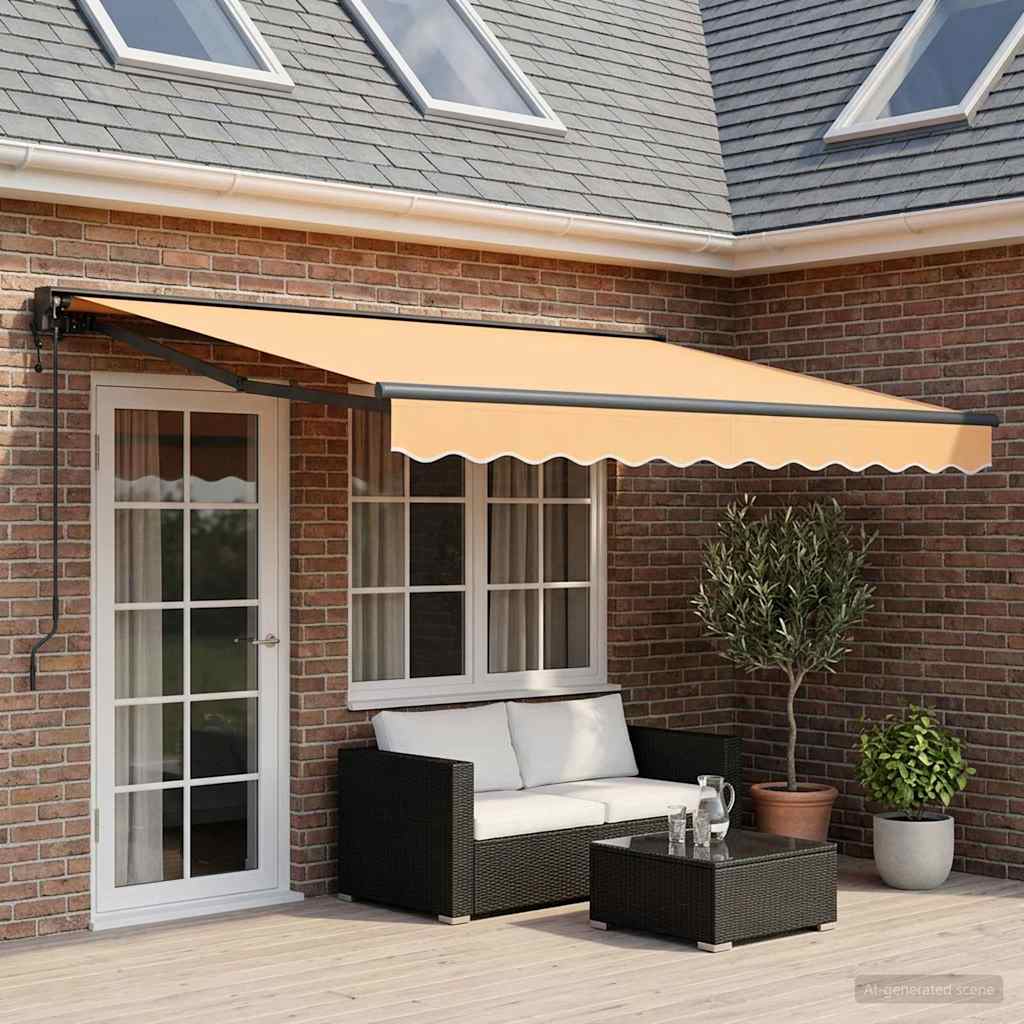 Einziehbare Markise Sand 4,5 × 3 m Polyester und Aluminium