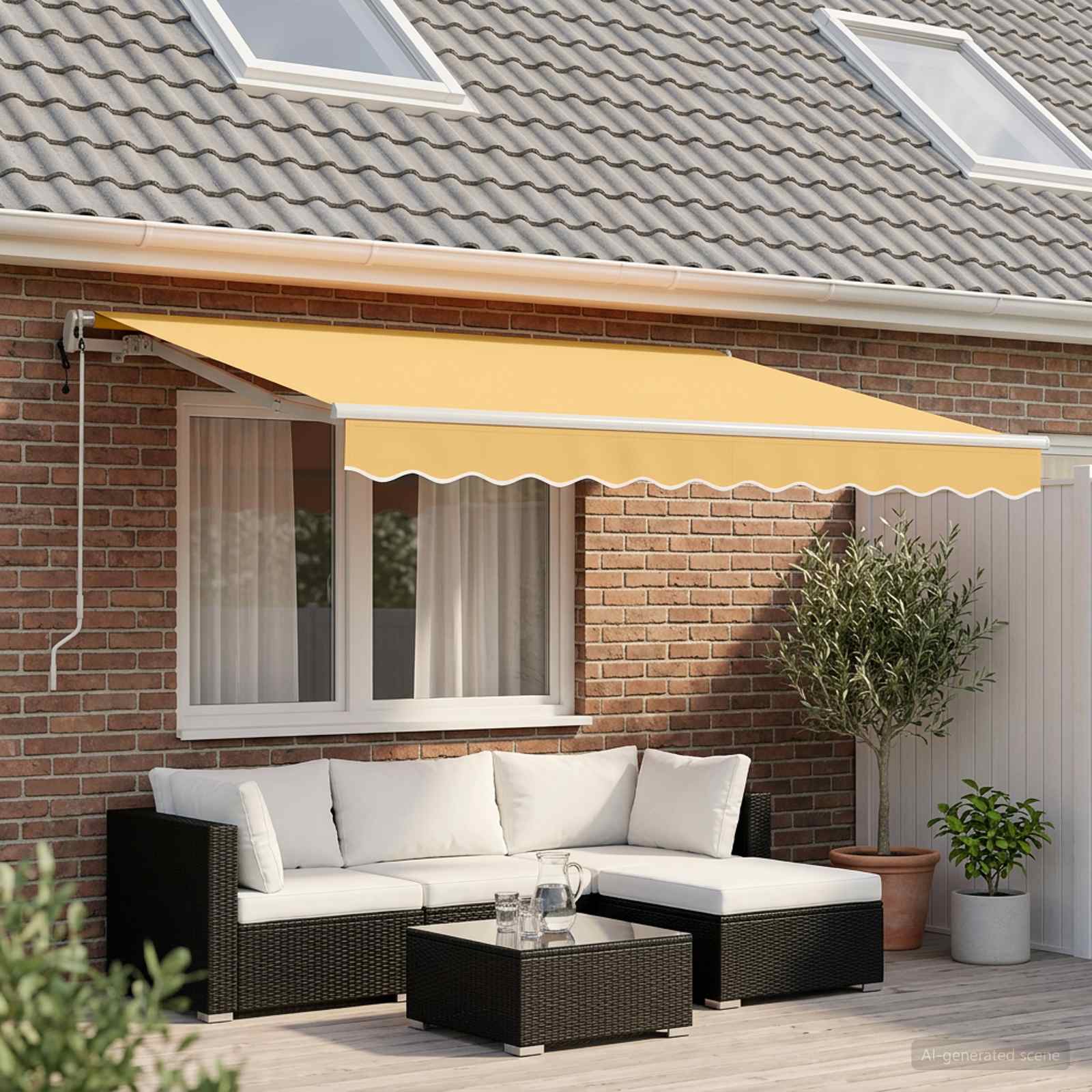Ausziehbare Markise Sand 300 x 250 cm Stoff und Aluminium