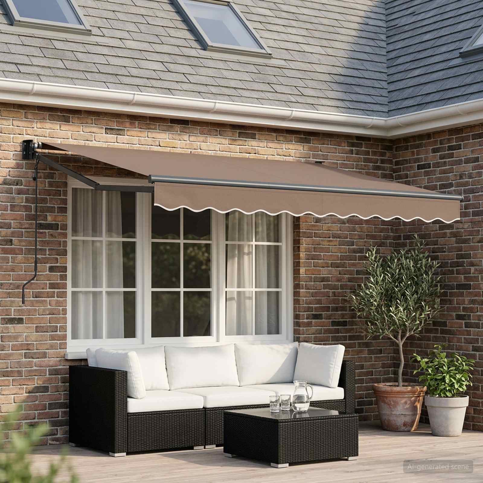 Ausziehbare Markise Taupe 3 x 2,5 m Polyester und Metall