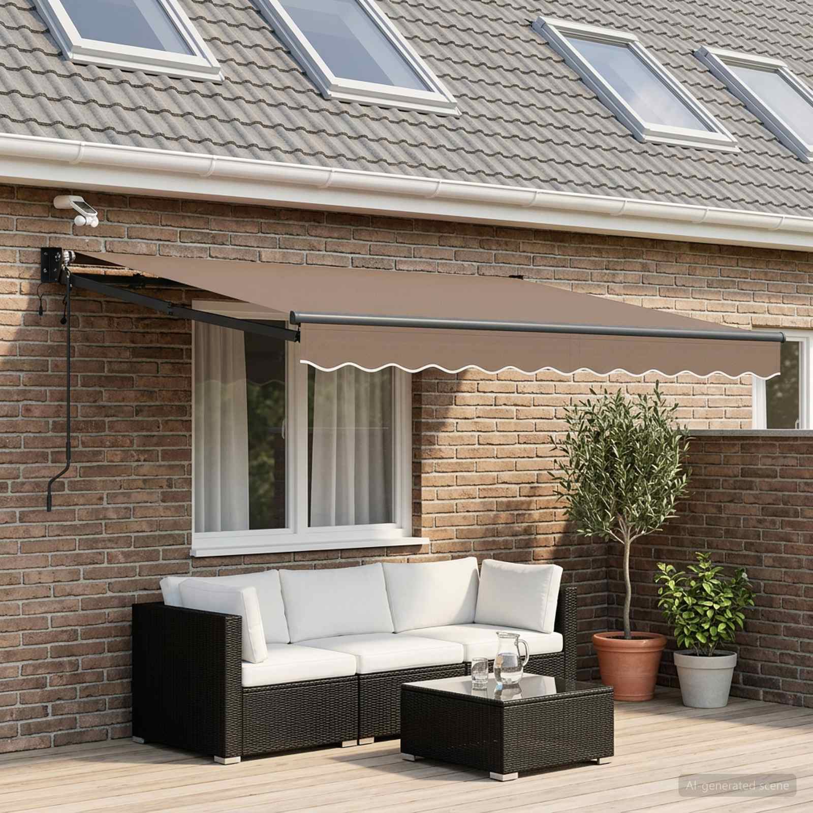 Elektrische ausziehbare Markise Taupe