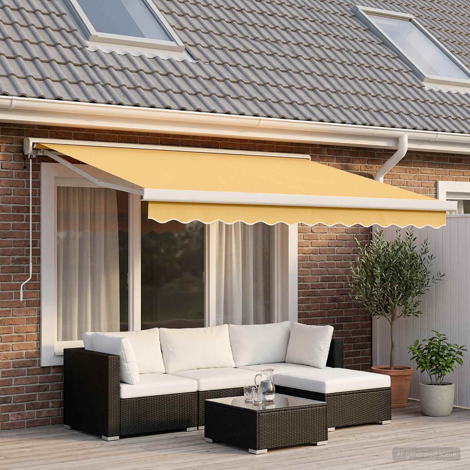 Ausziehbare Markise Sand 300 x 250 cm Stoff und Metall