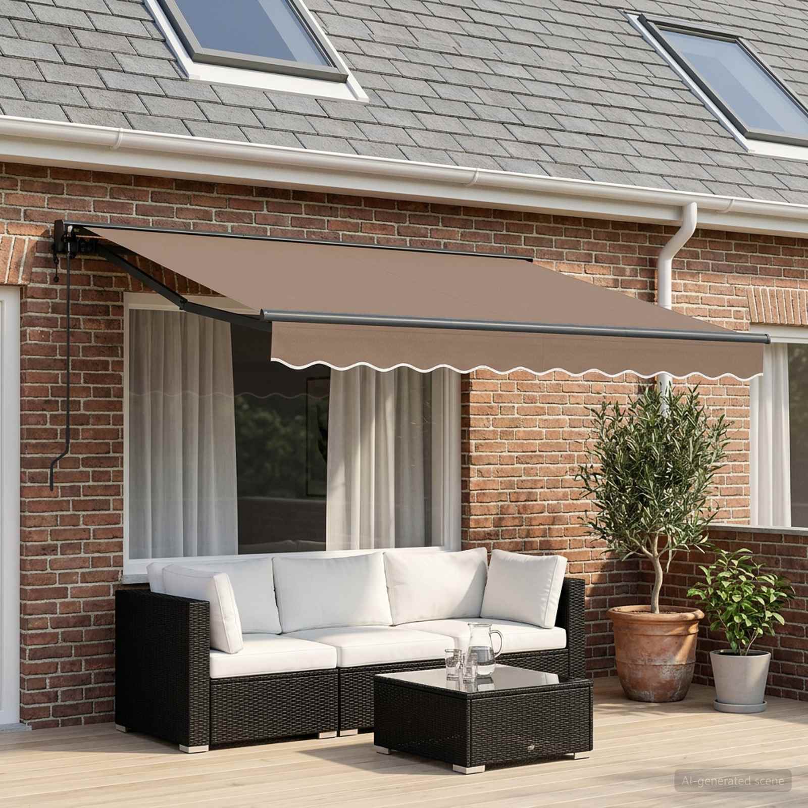 Einziehbare Markise Taupe 3 x 2,5 m Polyester und Aluminium