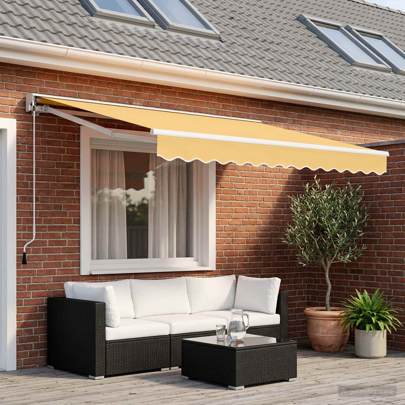 Elektrische ausziehbare Markise Sand 3,5 x 2,5 m