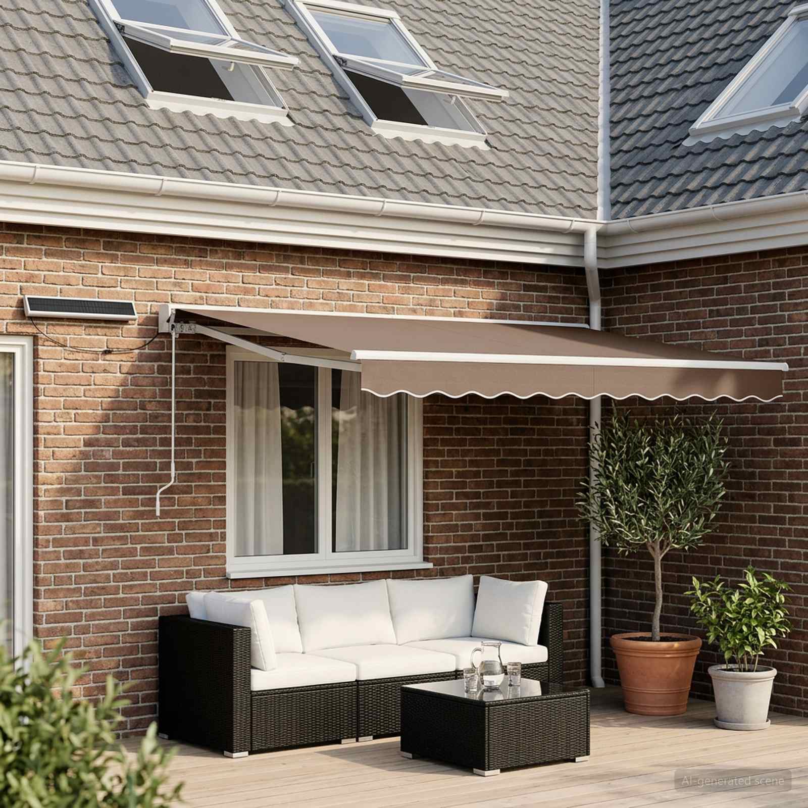 Elektrische ausziehbare Markise Taupe 3,5 x 2,5 m