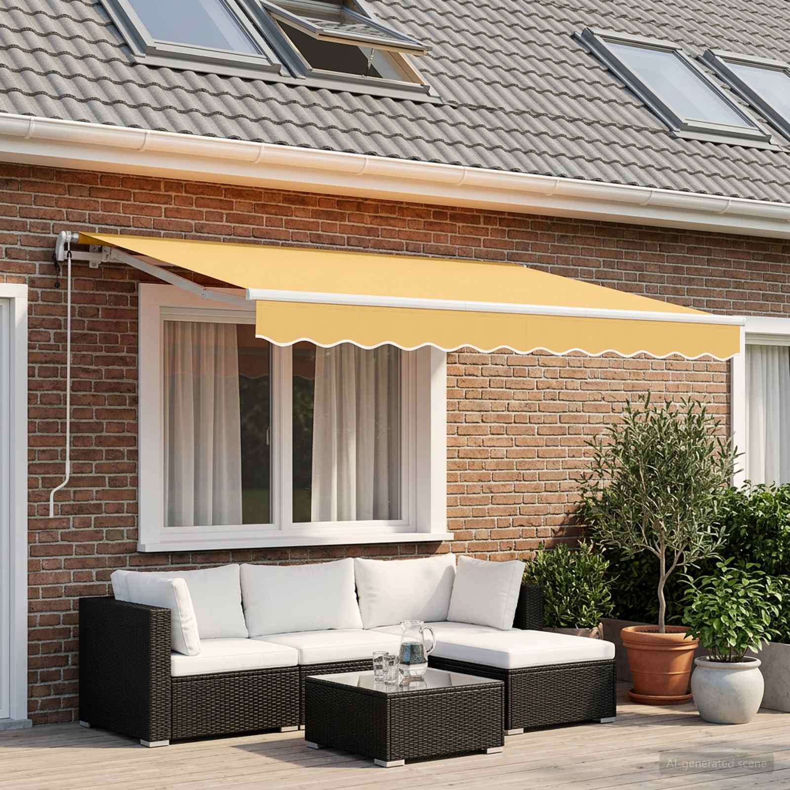 Ausziehbare Markise Sand 400 x 300 cm Polyester