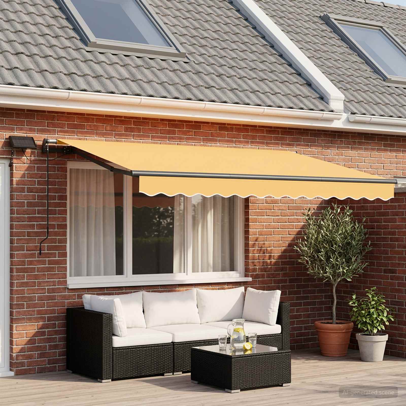 Ausziehbare Markise Sand 400 x 350 cm Stoff und Aluminium