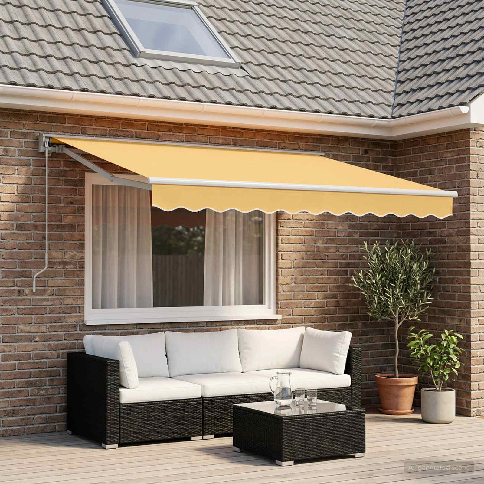 Manuell einziehbare Markise Sand 4 × 3,5 m